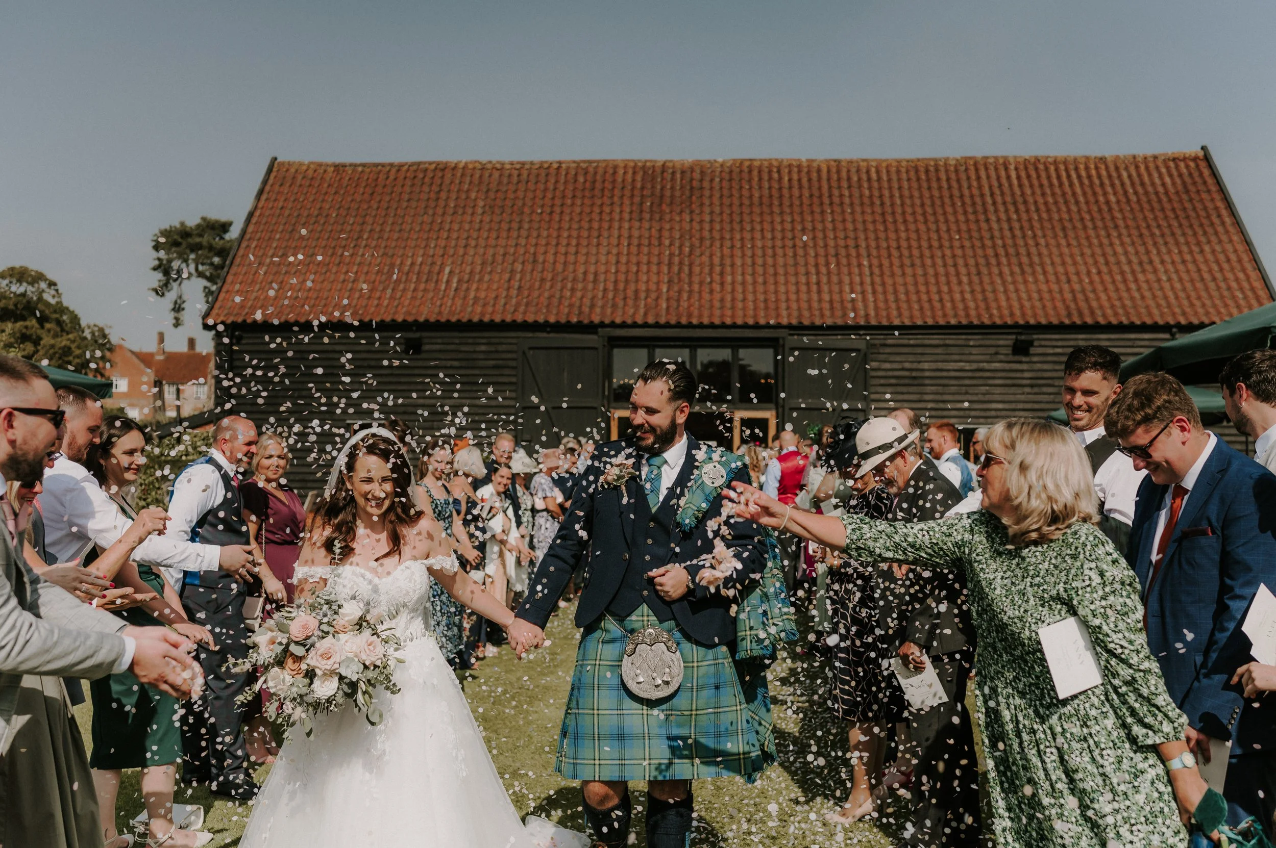 Outdoor wedding ceremony in the Suffolk countryside