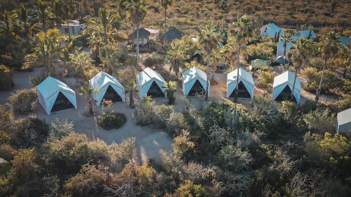 aerial view of glapming tents in yoga retreat mexico (Copy)