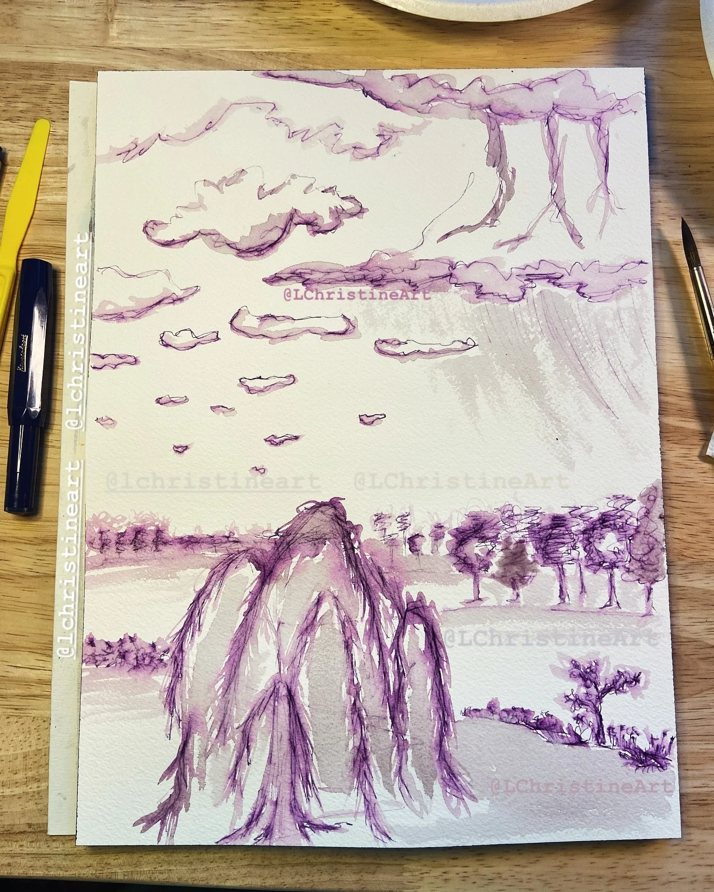 Sketching with purple ink, fountain pen, brush, and a little water. 💜

 

 
 
 
 
 
#sketchbook #sketchbookdrawing #sketching #watercolorsketch #watercolorsketching #penandinkdrawing #drawingandpainting #watercolorpainting #watercolorartist #artjour