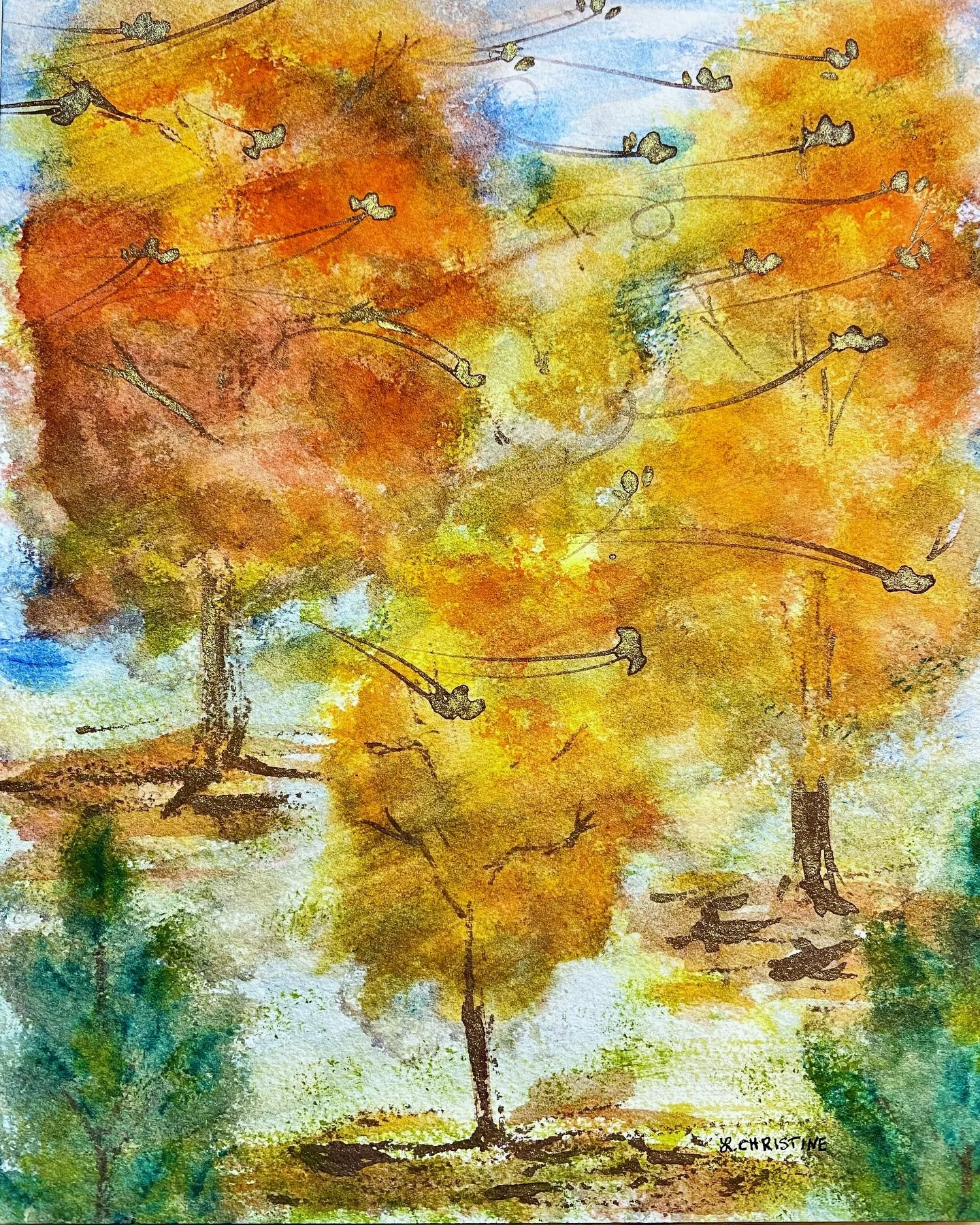 It&rsquo;s a very blustery and warm fall day in the neighborhood 🌬️🌬️🌬️🍂🍂🍂

Untitled 
Watercolor on paper

🎨 @lchristineart 

 
 
 
 
 
 
#fallartwork #autumnpainting #watercolorpainting #fallcolors #fallweather #changingleaves #leafpeeping #s