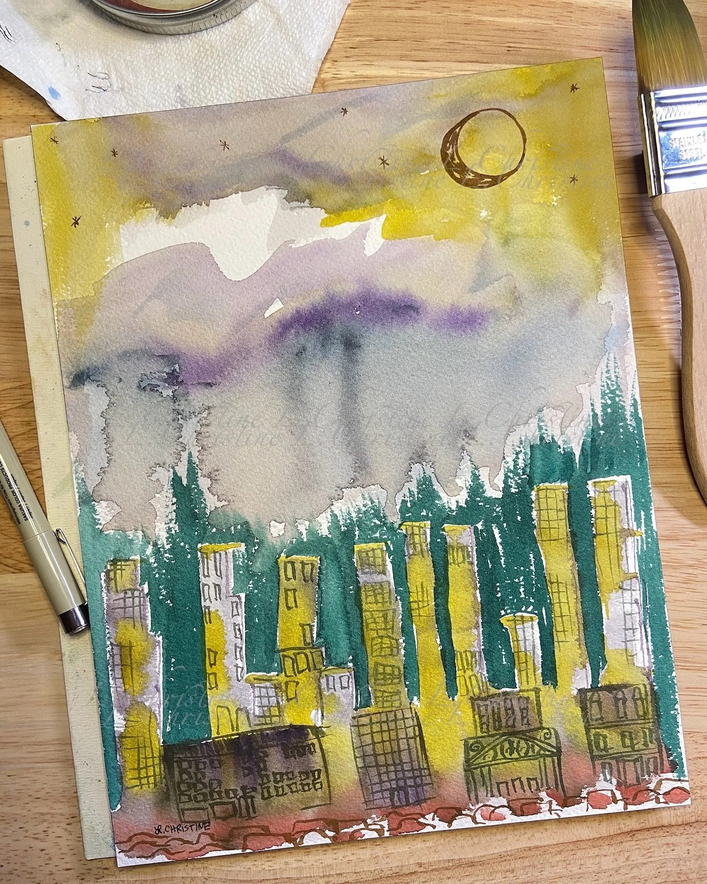 And so, a painting I will go. 

City Sketch 
Watercolor 
👩&zwj;🎨 @lchristineart 

 
 
 
 
 
 
 
 
#selfcare #mentalhealthmatters #arttherapy #artastherapy #artheals #paintingtherapy #becreative #artjournaling #paintitout #paintyourfeelings #ontheea