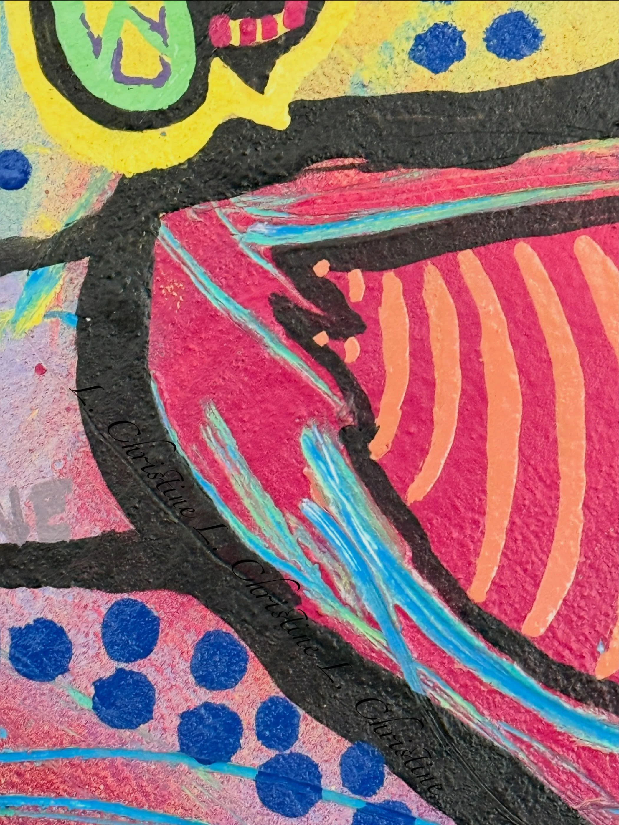 Colorful sneak peek!👀 

👩&zwj;🎨 @lchristineart 
🖼️ Almost Dazzled 
🎨 spray paint on board

This piece will be part of the local library&rsquo;s Art Walk this summer. Afterwards will be auctioned off to benefit the library. The theme is Wizard of