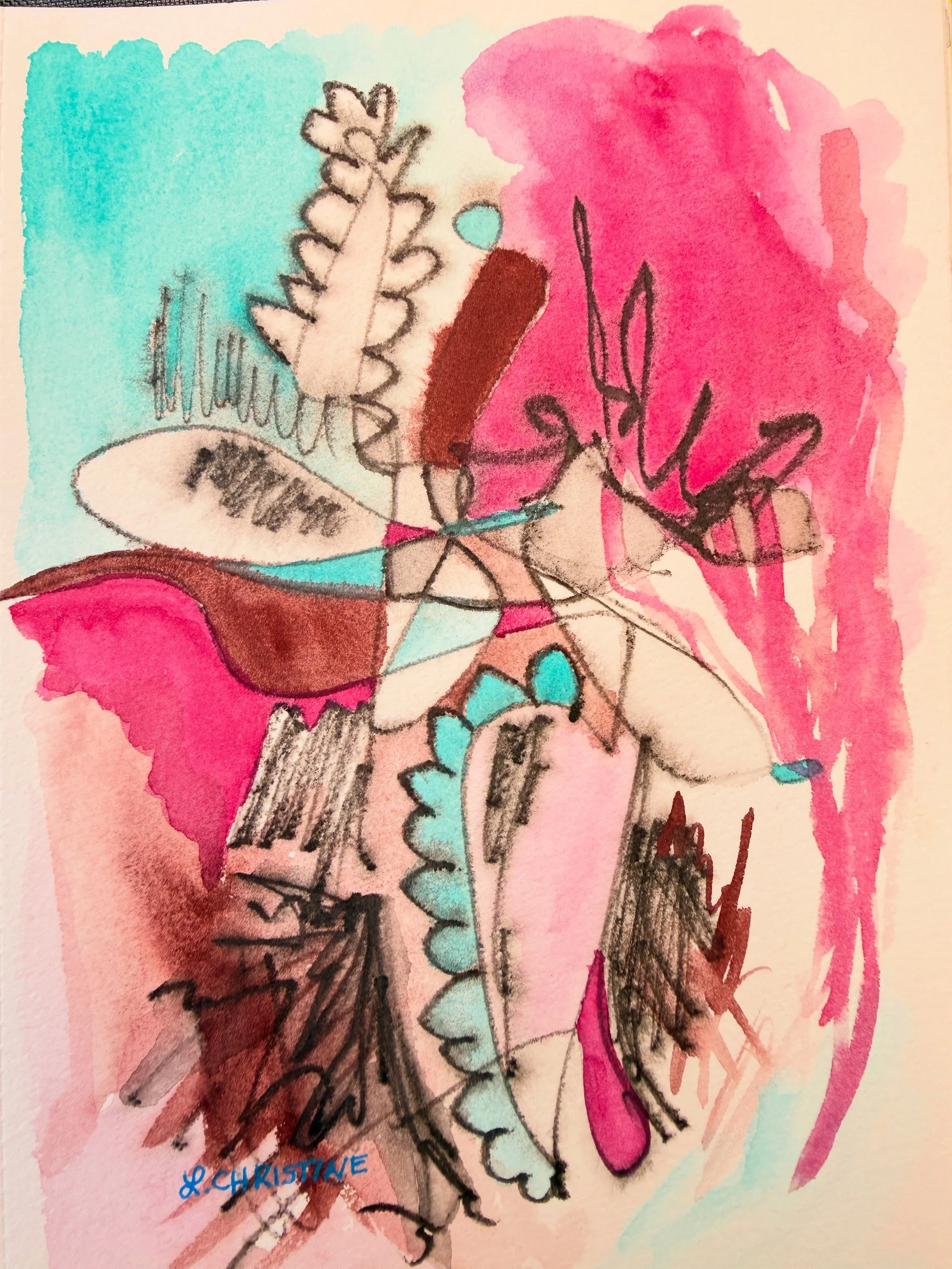 Capturing a free feeling. Sometimes all I have to describe a painting is an unnamed feeling that needs to come out. Flow state. 

👩&zwj;🎨 L. Christine @lchristineart 
🖼️ Untitled Abstract
🎨 watercolor and pencil