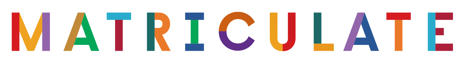 matriculate logo in multicolor geometric font