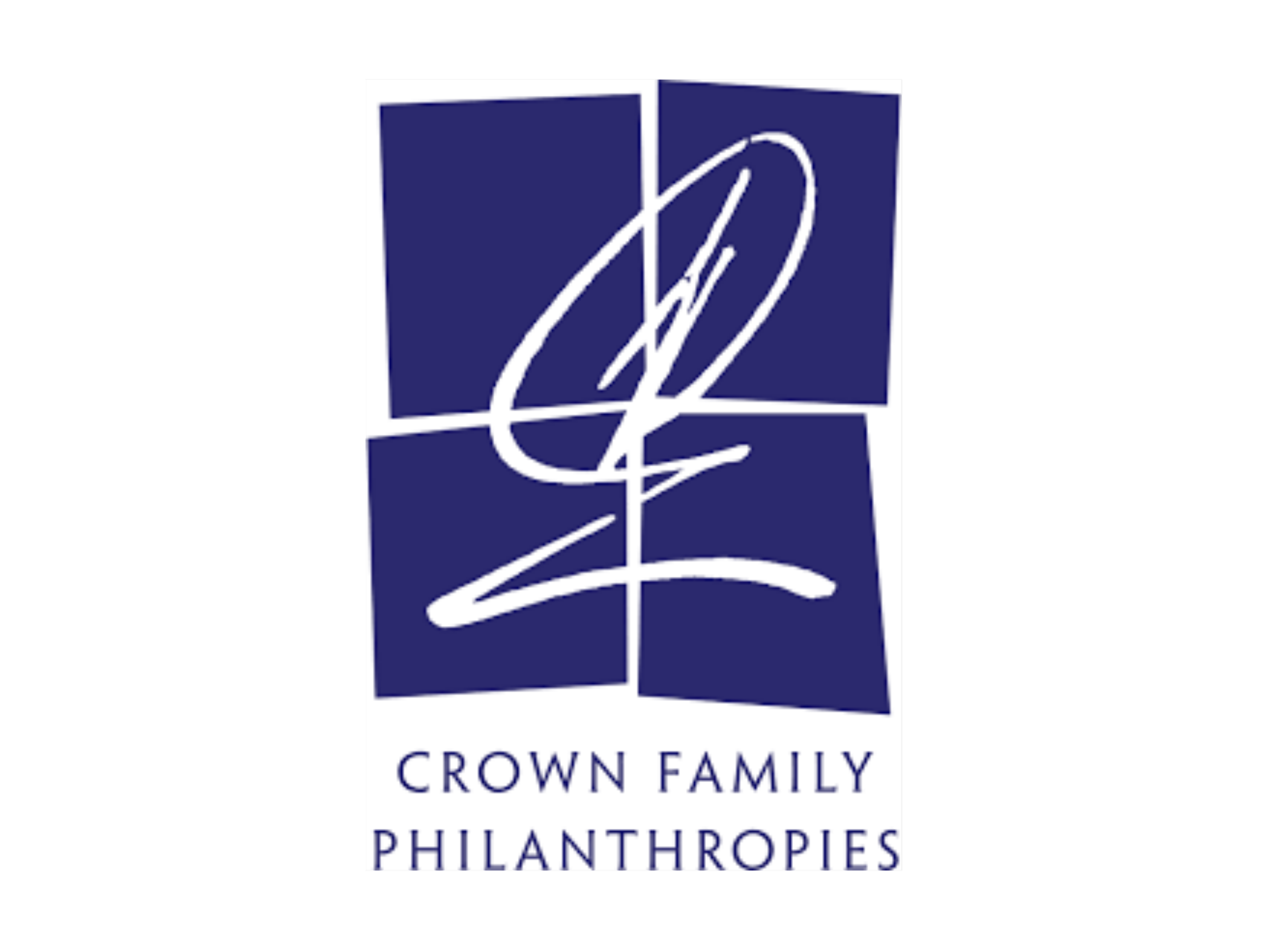 Crown Family Philanthropies logo in blue with stylized initials inside a blue four square design