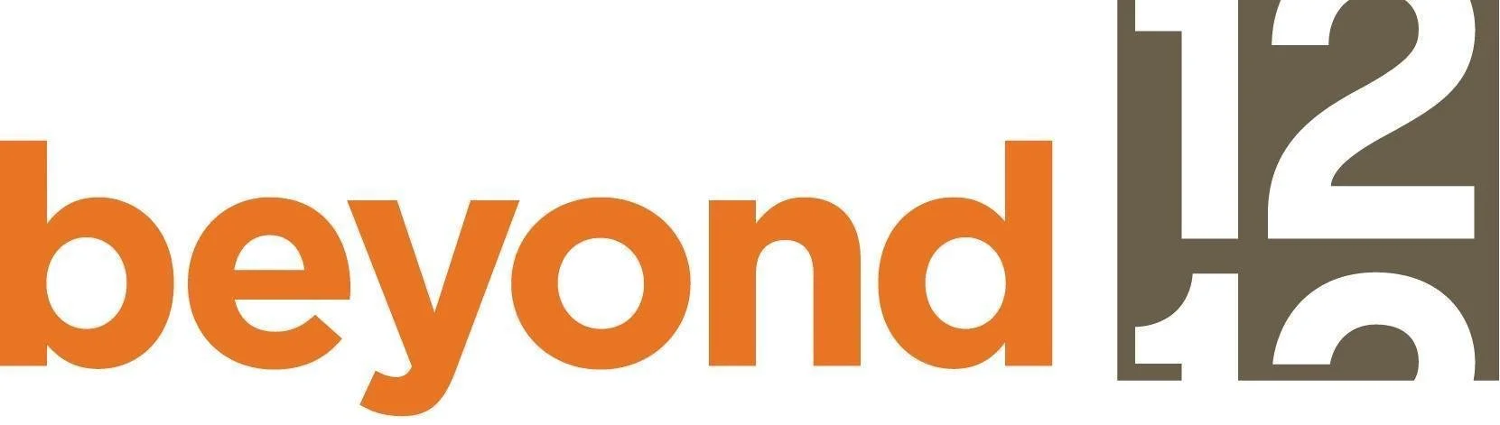 Beyond12 logo in lowercase orange text with number 12 in white against a grey box background