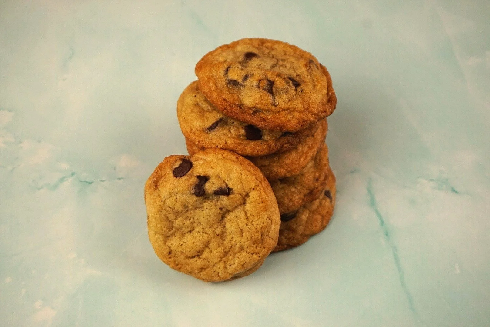 A scrumptious chocolate chip cookie. 
