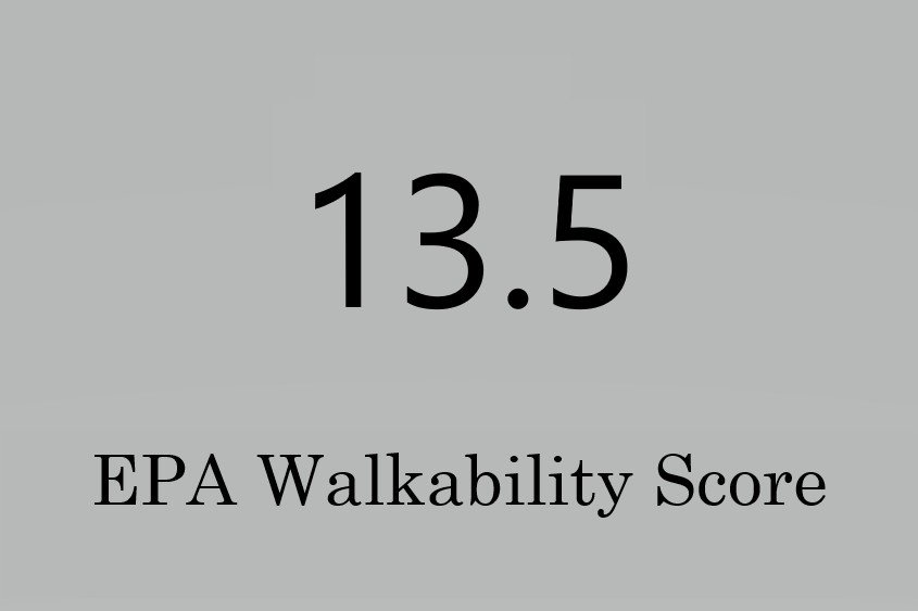 Above Average Walkability. Rated "Above Average" by the U.S. Environmental Protection Agency for street connectivity, pedestrian access, and proximity to transit stops.