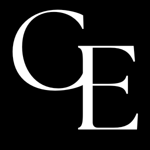 Stylized white letters 'G' and 'E' on a black background.