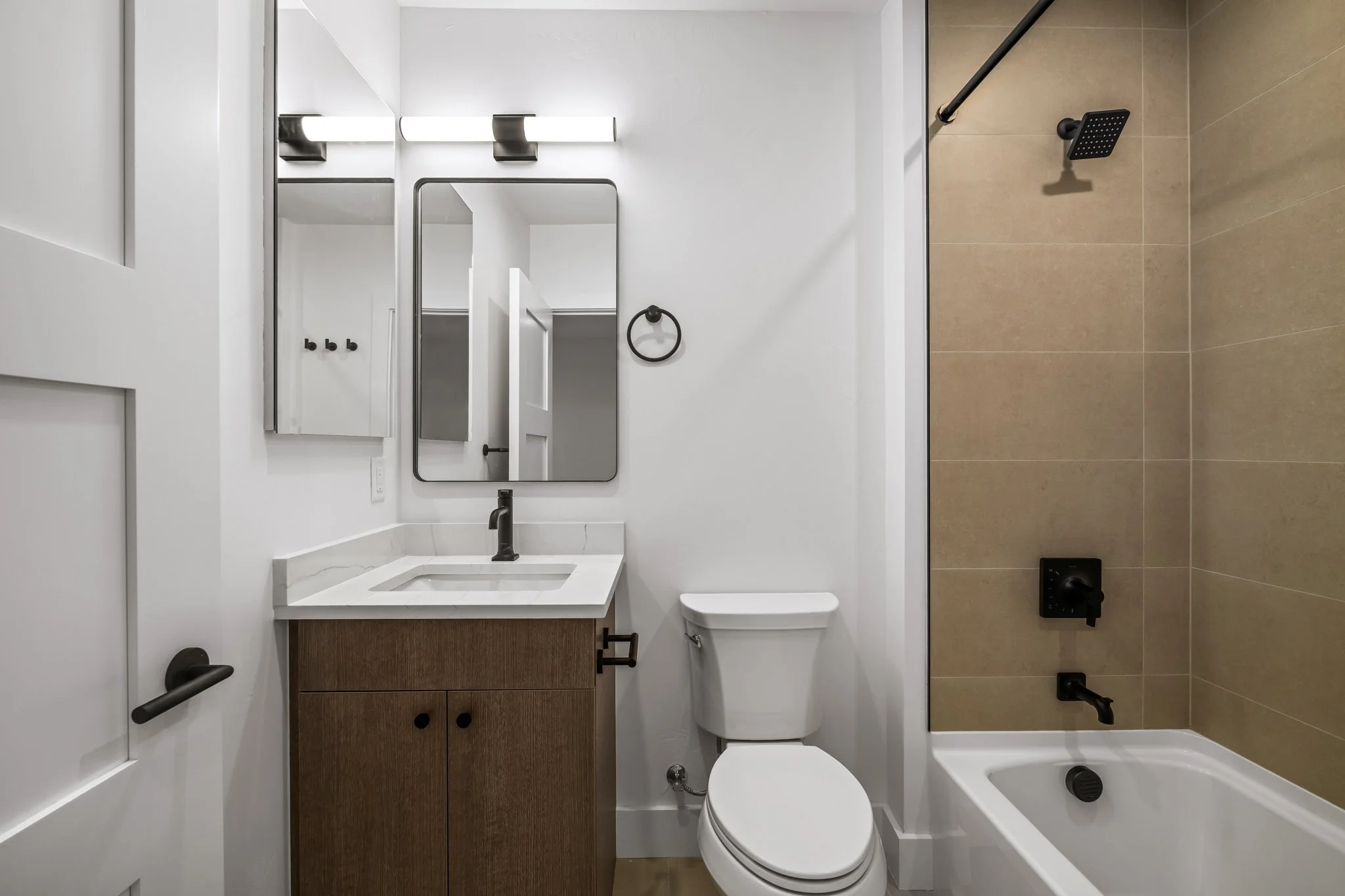 A modern bathroom at Eighth Street Homes - a collection of Three Modern Luxury New Construction Single Family Homes in Downtown Steamboat