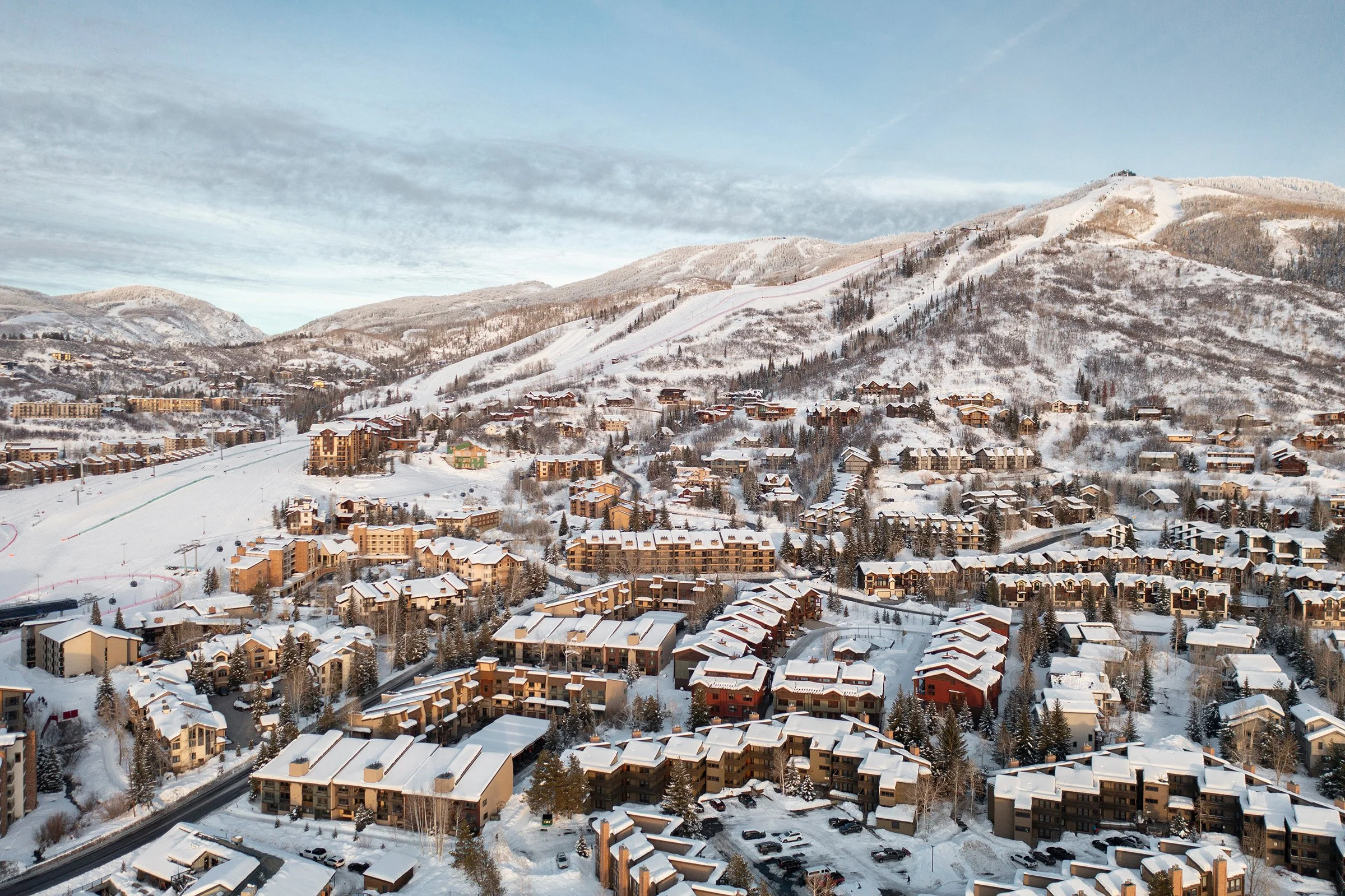 Snow-covered Steamboat Mountain Resort