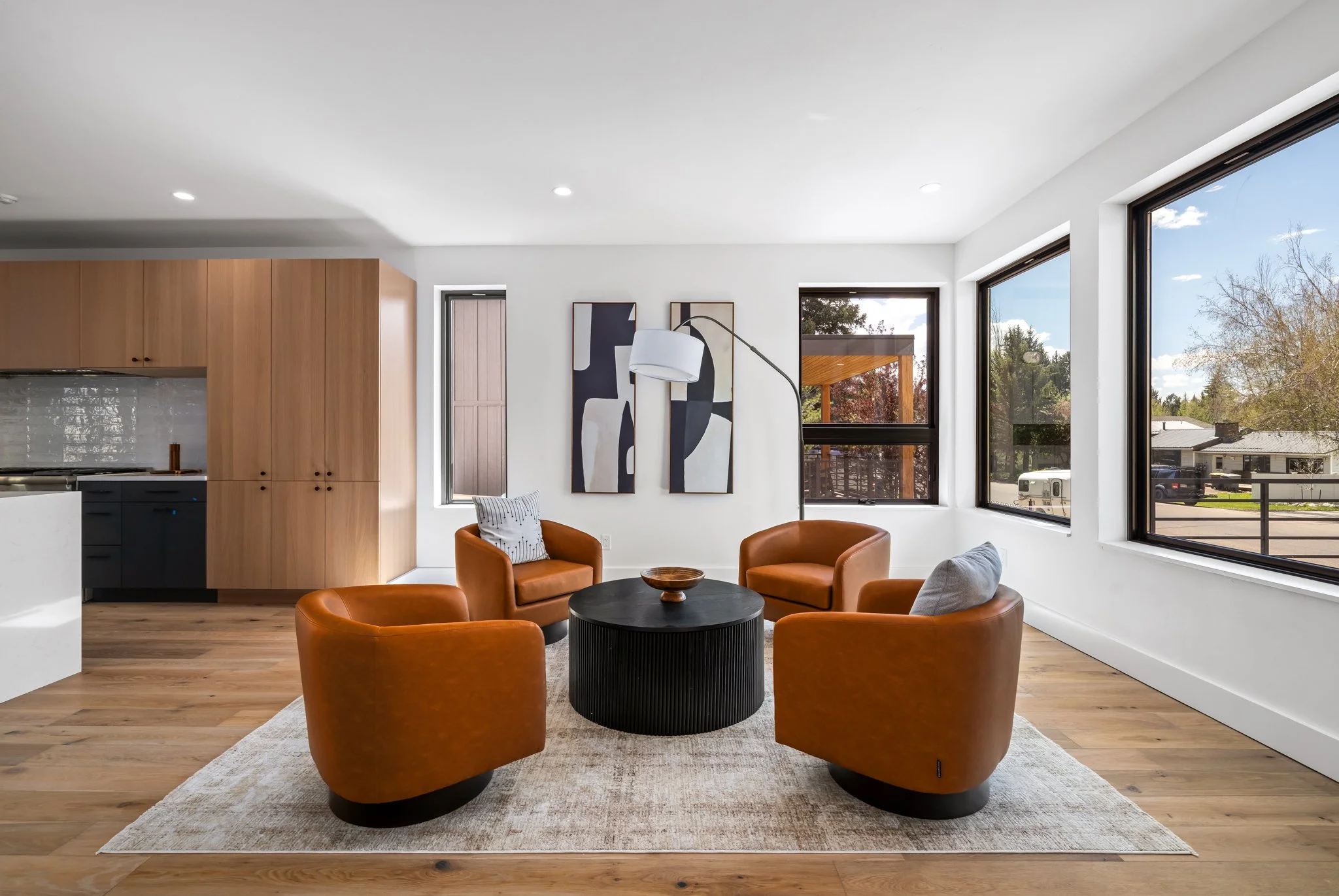 Modern living room at Eighth Street Homes  - a collection of Three Modern Luxury New Construction Single Family Homes  in Downtown Steamboat