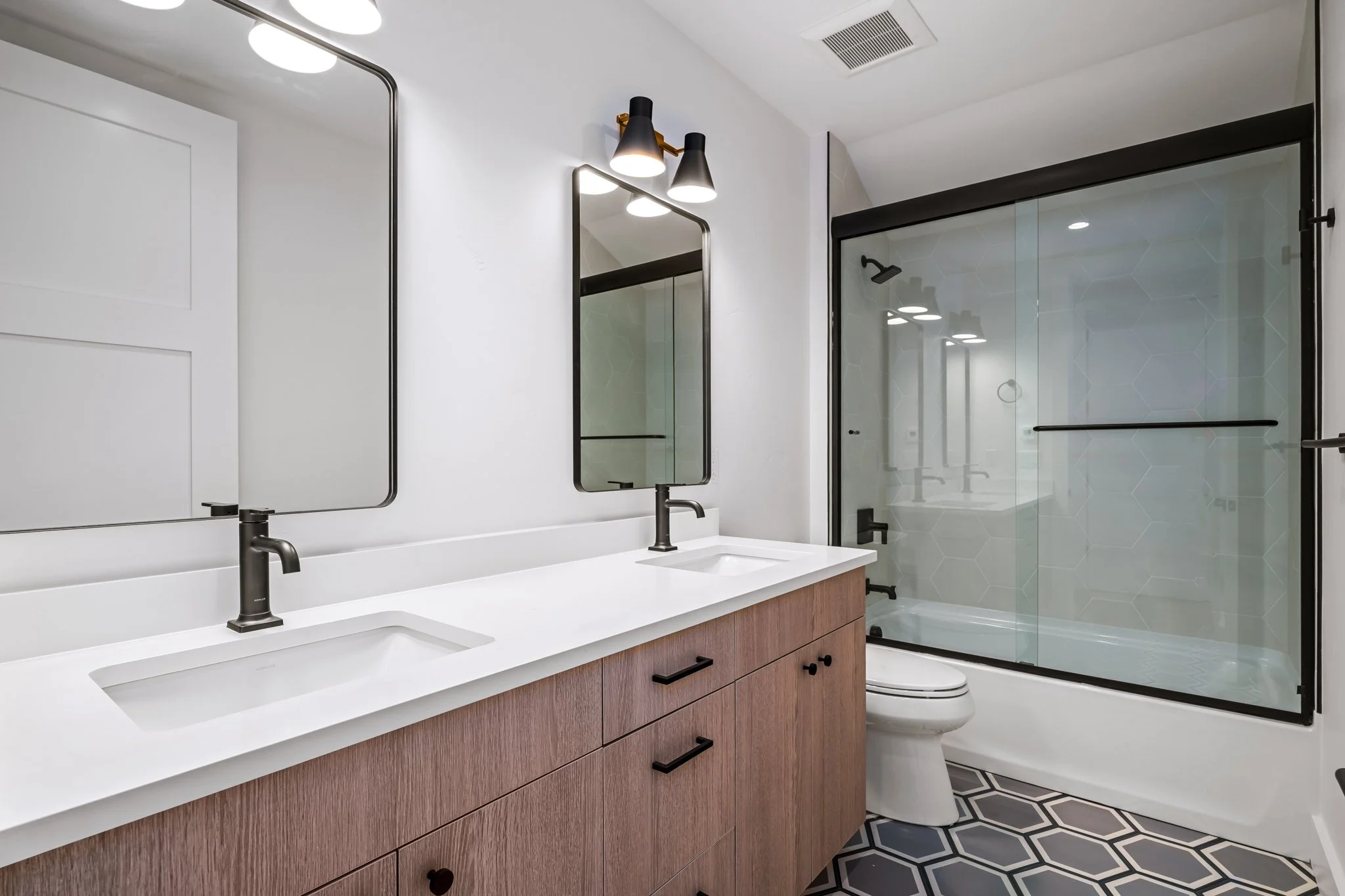 Modern bathroom at Eighth Street Homes - a collection of Three Modern Luxury New Construction Single Family Homes in Downtown Steamboat