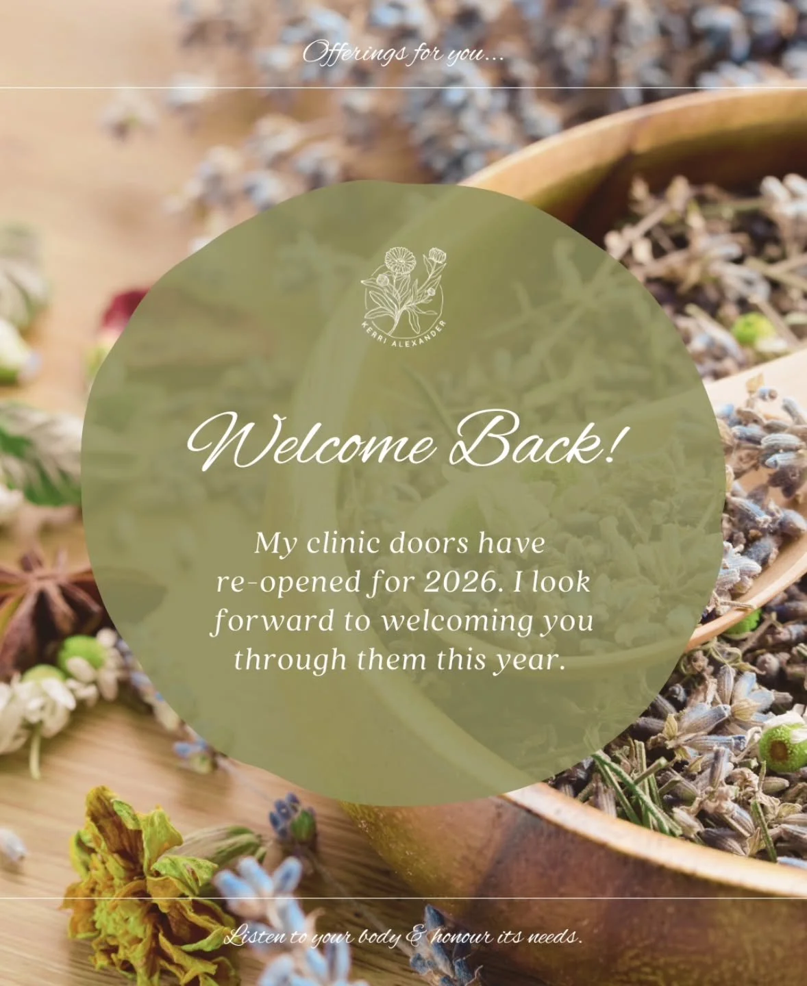 Welcome back 🌿

It has been a slower and more intentional return to clinic this year, but I am thrilled to be back and welcoming you to this little space.

If you would like to know more about me, the modalities I use in practice or how you can work