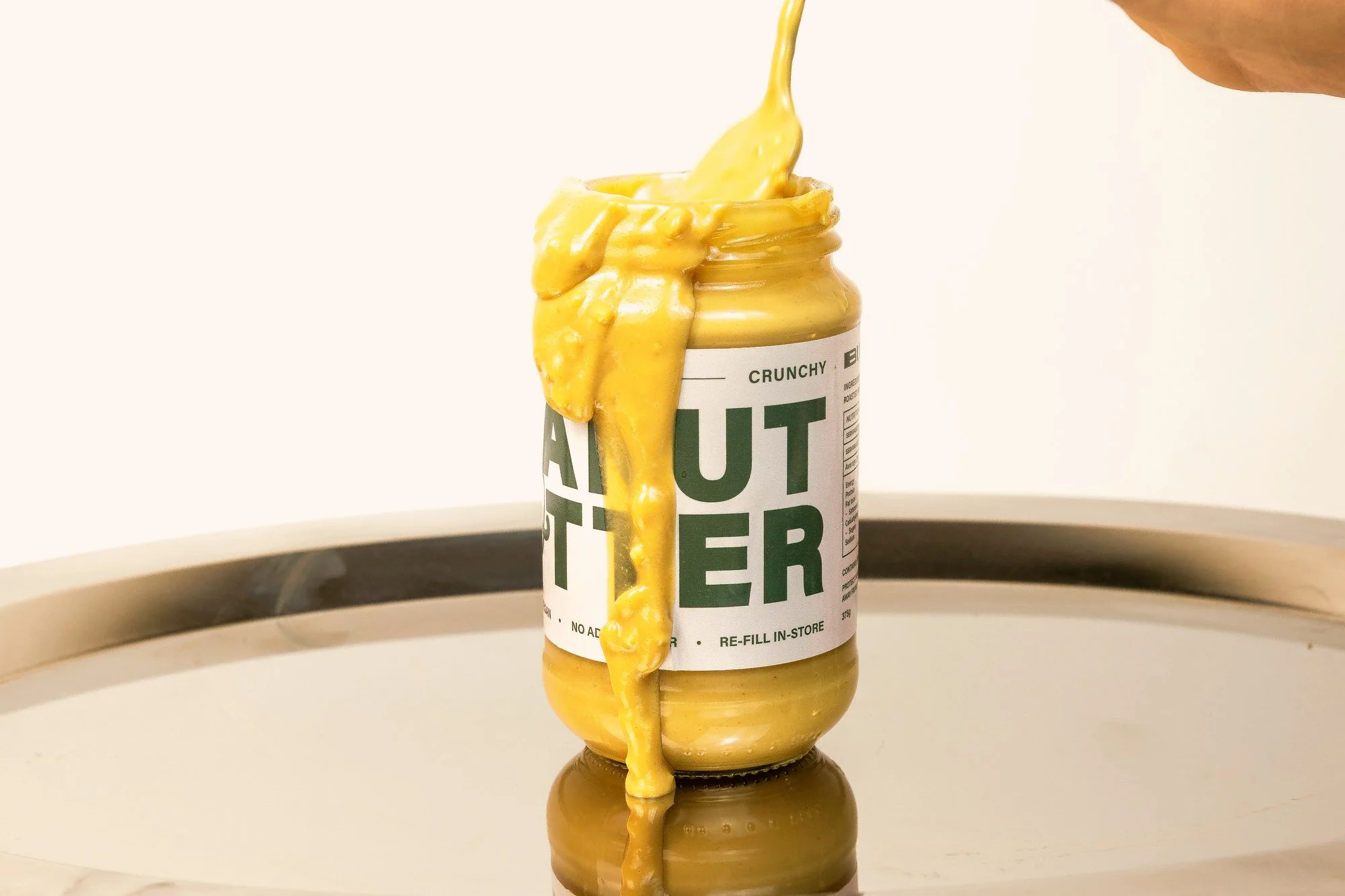Blitz Bar crunchy peanut butter 375g jar, side view