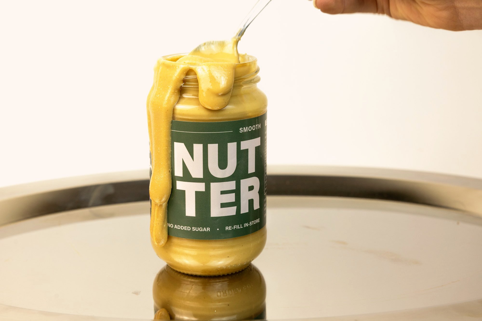 Blitz Bar smooth peanut butter 375g jar, side view