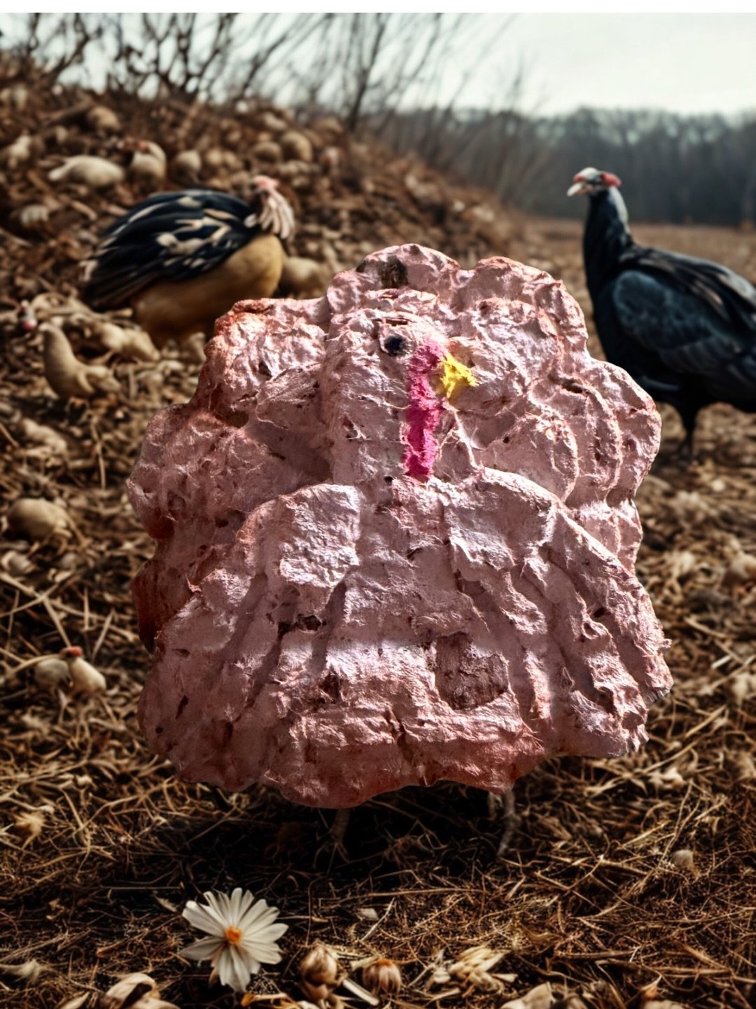 Turkey art to be planted in the fall, for the early blooming pasqueflower. Beeswax art, with 100s of @sfinbloom the seed spreading bee prairie seeds inside.  So background enchantments from canva ai. And our walleye for diverse wetlands, perfect art 