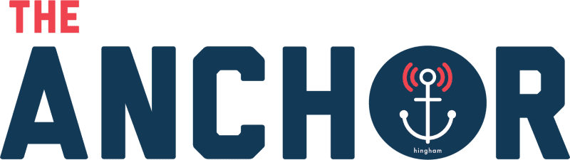 Logo for 'The Anchor' featuring an anchor symbol inside a circle with red signal waves, with text in bold blue and red.