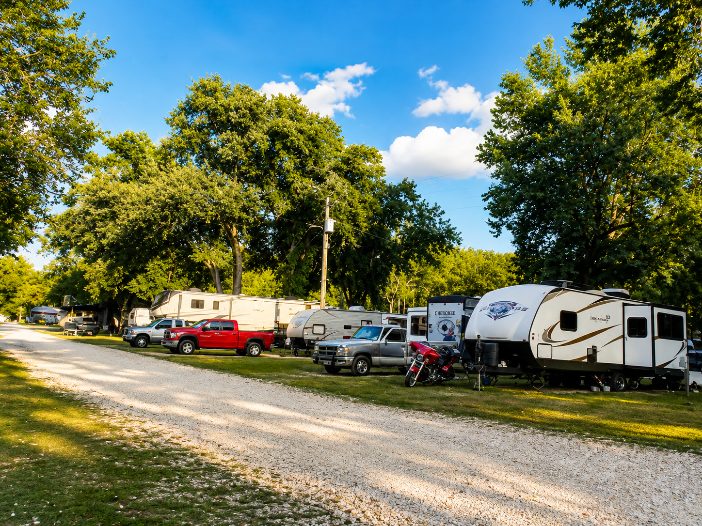 RV camping site with hookups at Camp Creekside Missouri