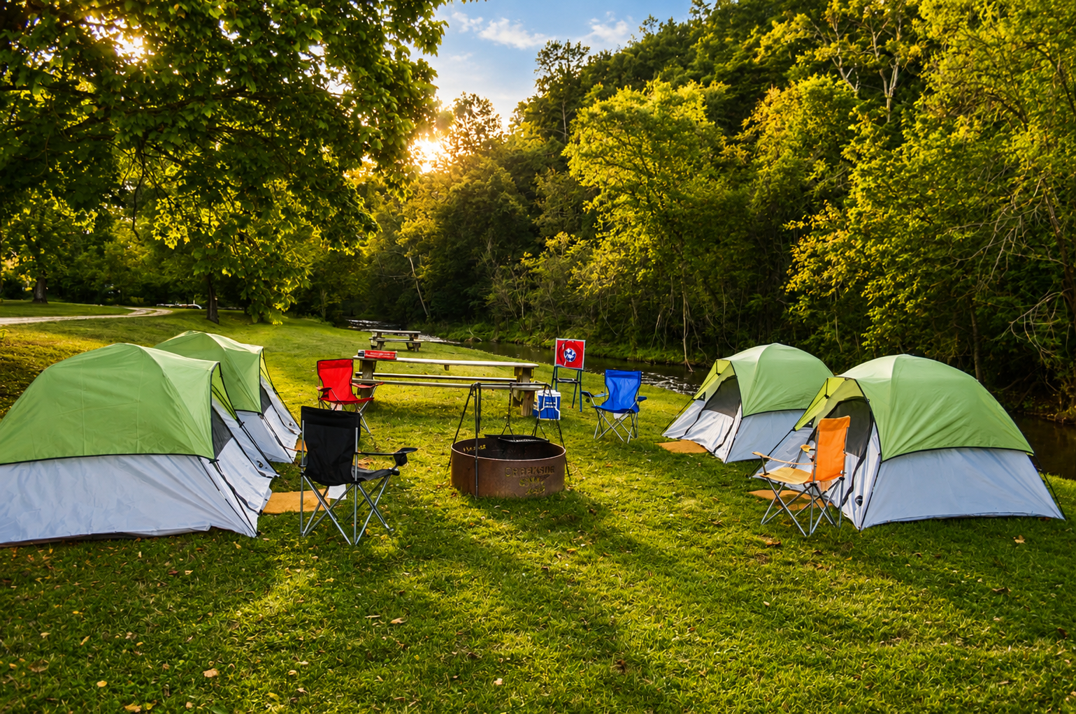 Peaceful campground setting at Camp Creekside