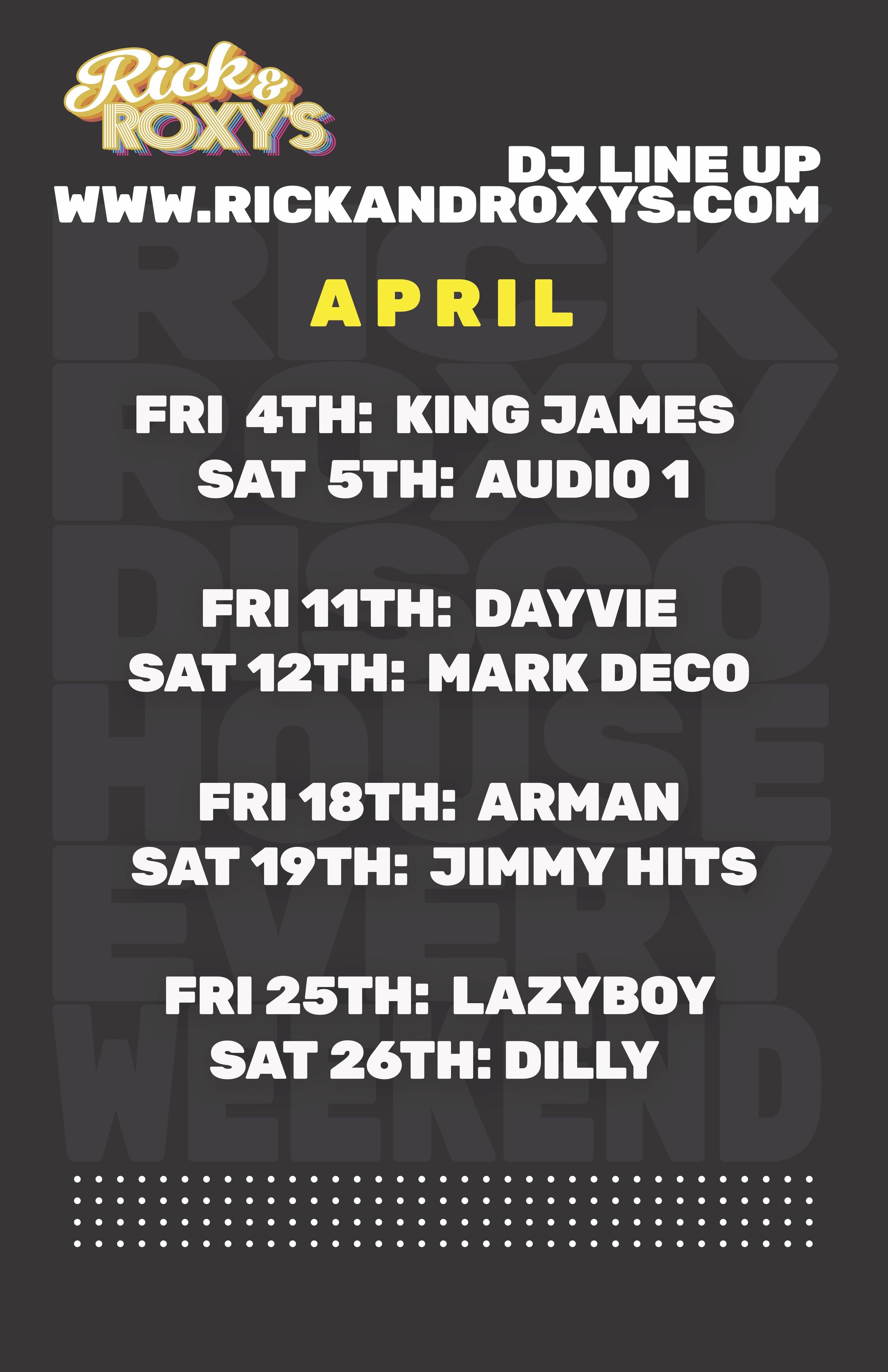 Event Calendar — Rick & Roxy's