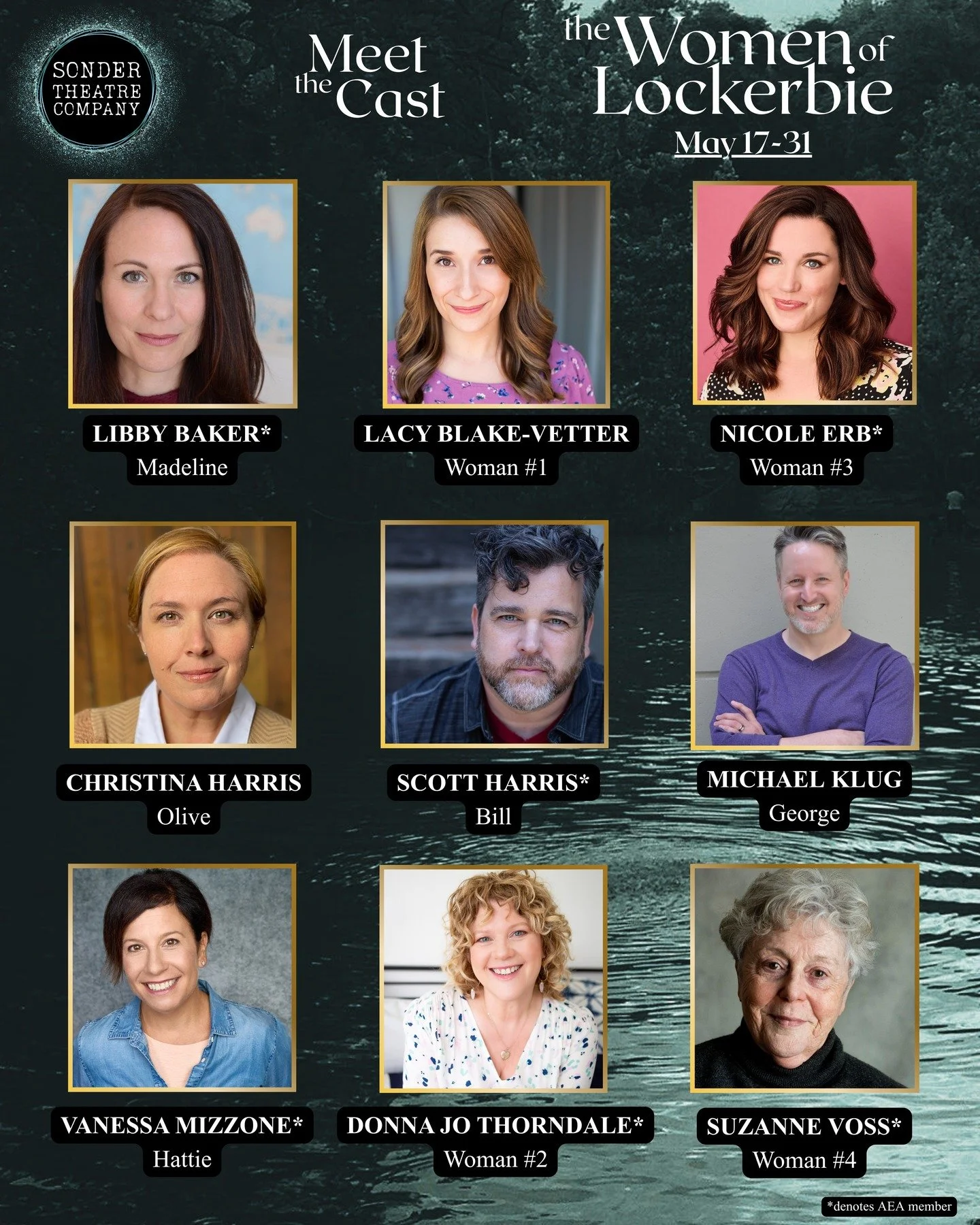 Hello all! We are thrilled beyond compare to reveal the lovely and talented cast for our upcoming production of The Women of Lockerbie! Rehearsals are underway and we will be sharing behind-the-scenes snapshots along with more exciting info soon. Tic