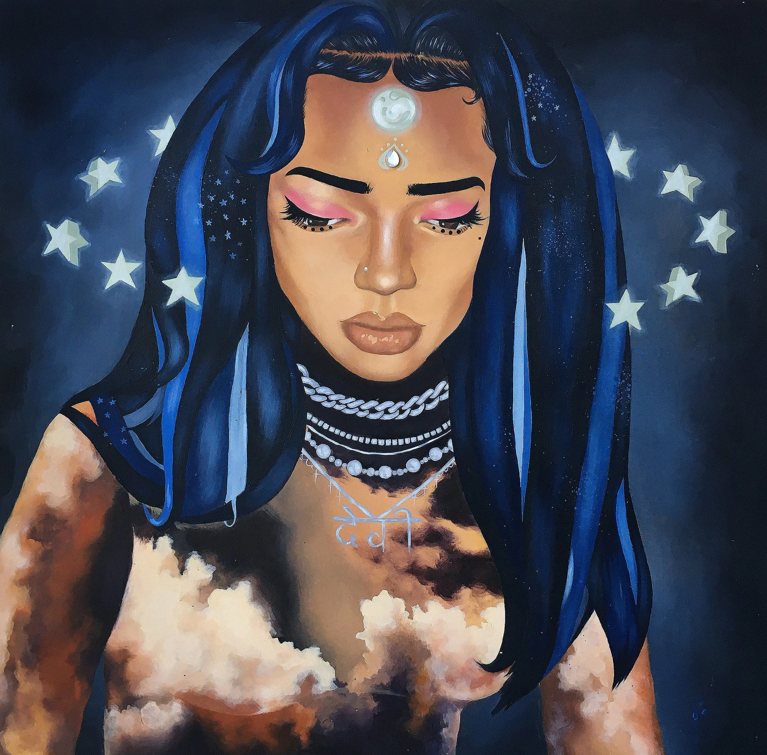 "From the East", 2020, Acrylic on Wood, 24" x 24"