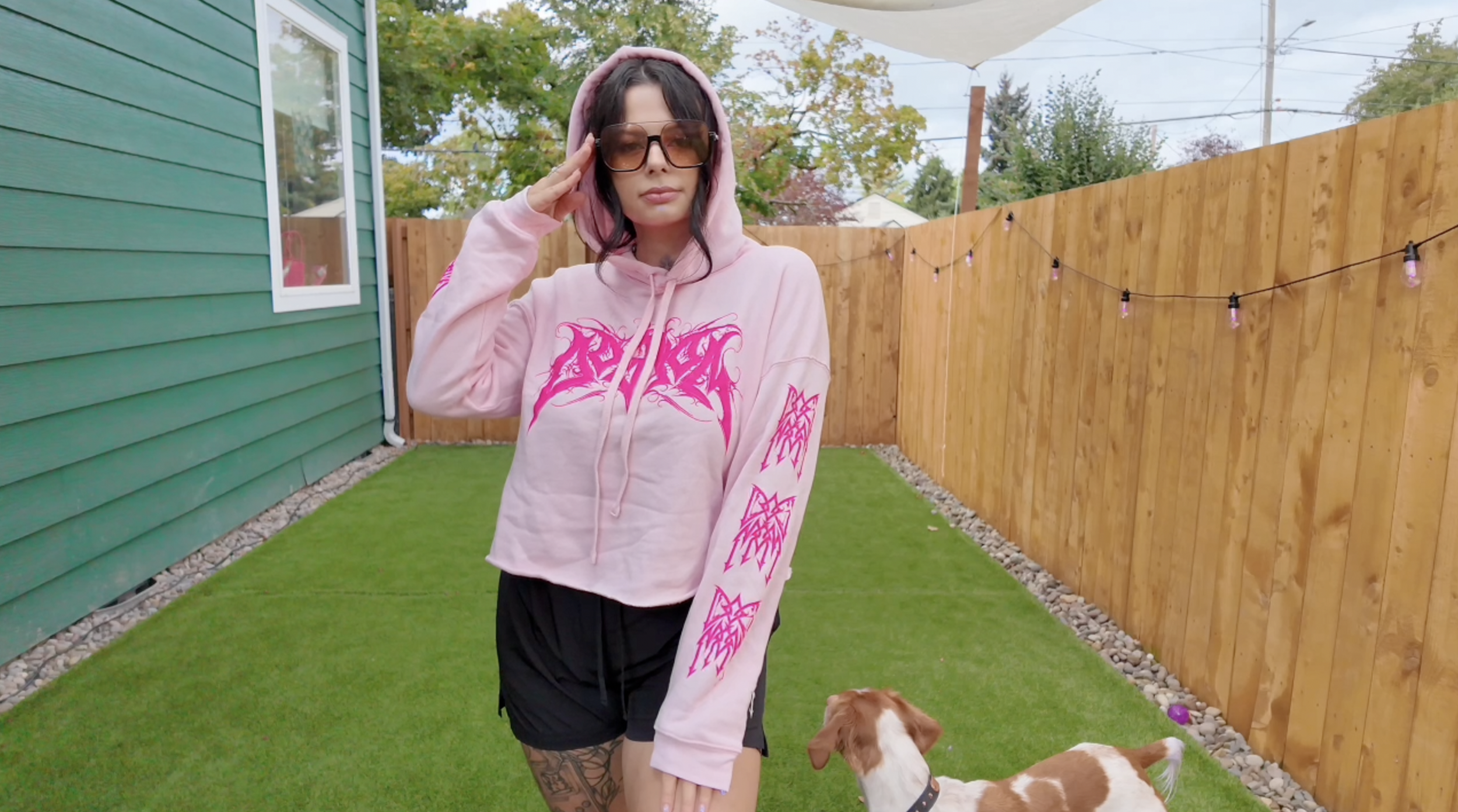 Limited: Dog Mom Filigree Bubblegum Cropped Fleece Hoodie