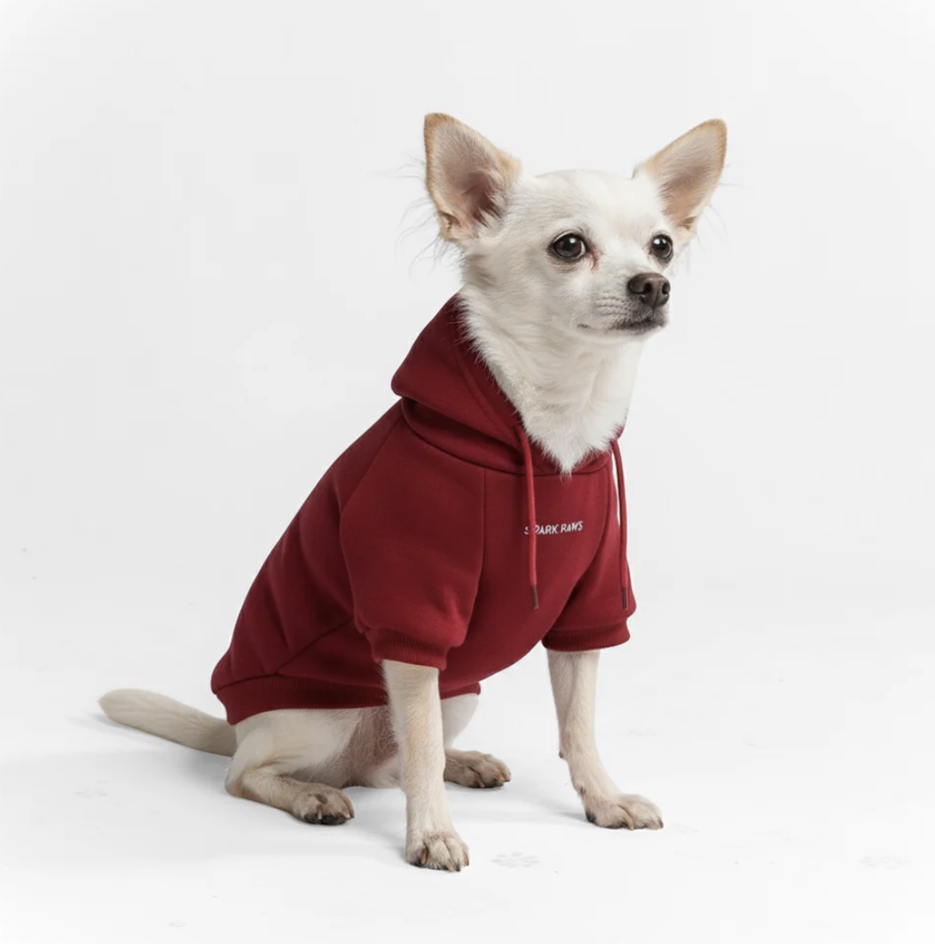 Good Dog Dog Hoodie with Spikes: Burgundy