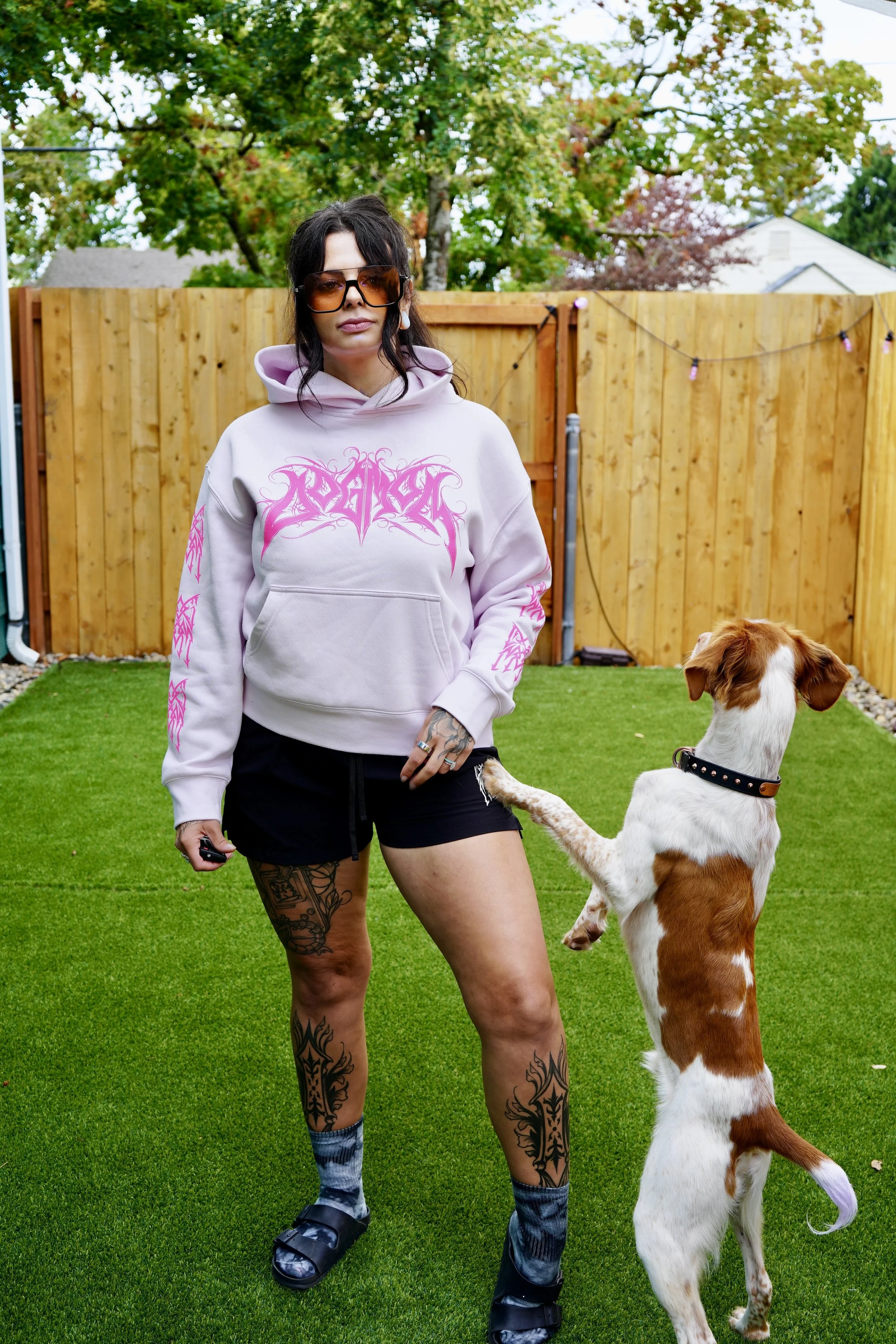 Dog Mom Filigree Hoodie: Orchid