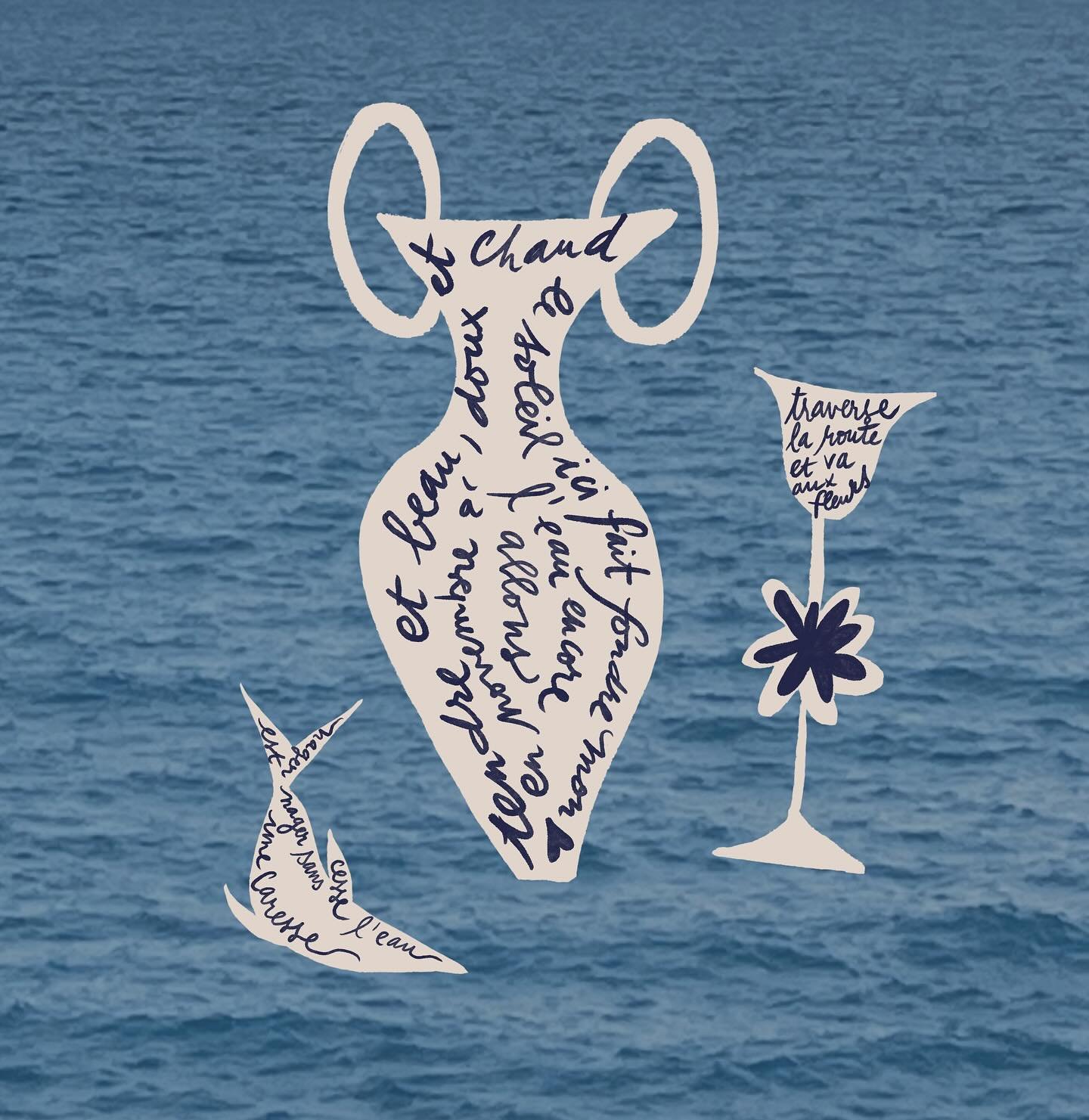 Drawings with words,
Words in drawings 
Stories that hold in a little square box 🗃️ posted right here 
Hope you like stories about 🌙 and 🌊 
💙🩵💙