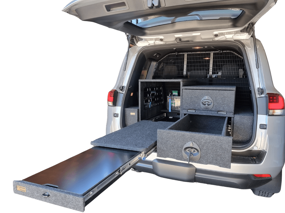 Toyota Landcruiser 300 series roller storage drawer and fridge slides