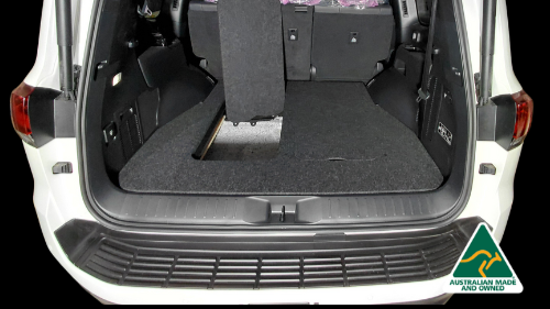 Toyota LC300 INFINITY Classic False Floor, installed with side wings, top-down view