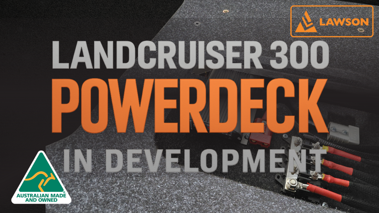 LandCruiser 300 PowerDeck layout showing battery and charger system