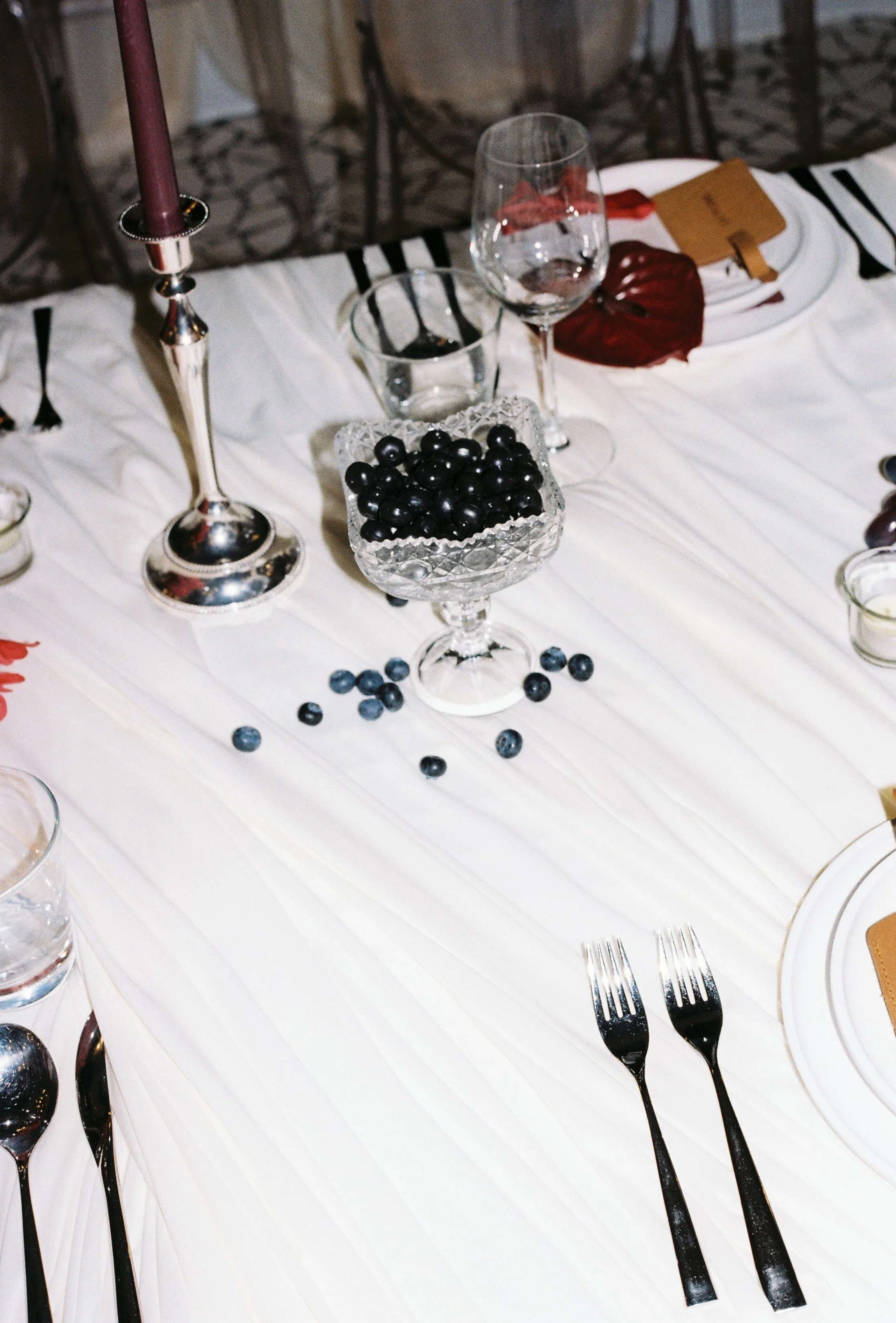 Modern wedding reception tablescape at sri panwa 