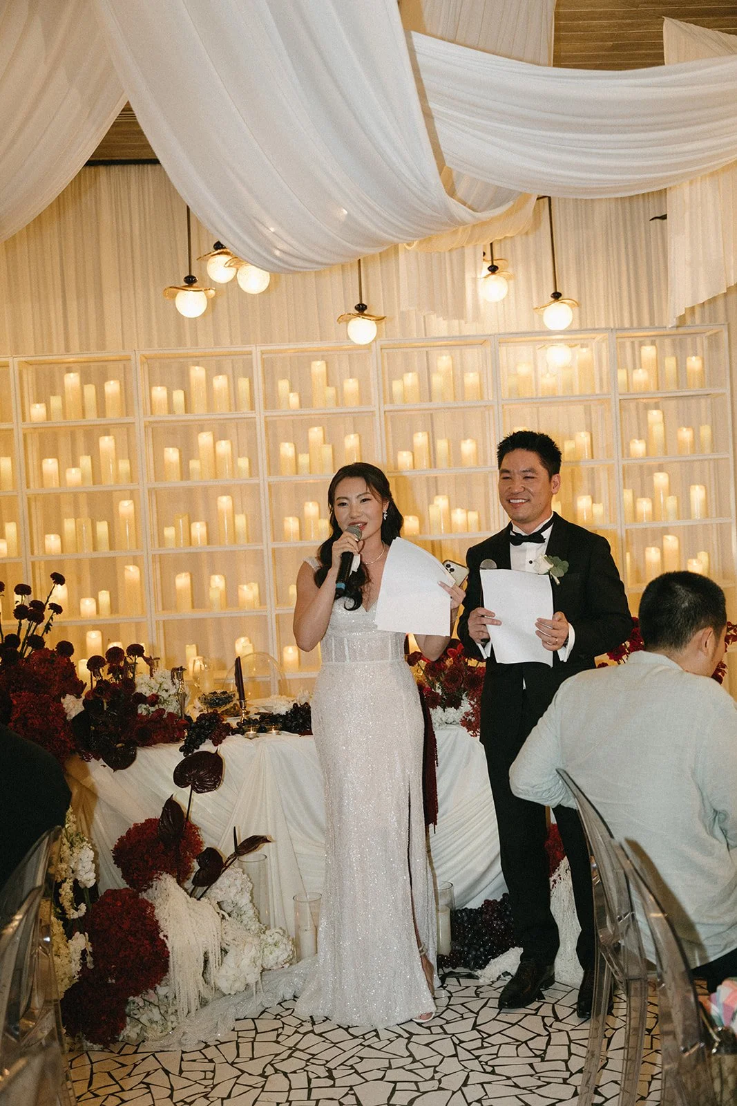 couple's speeches at sri panwa wedding reception in phuket