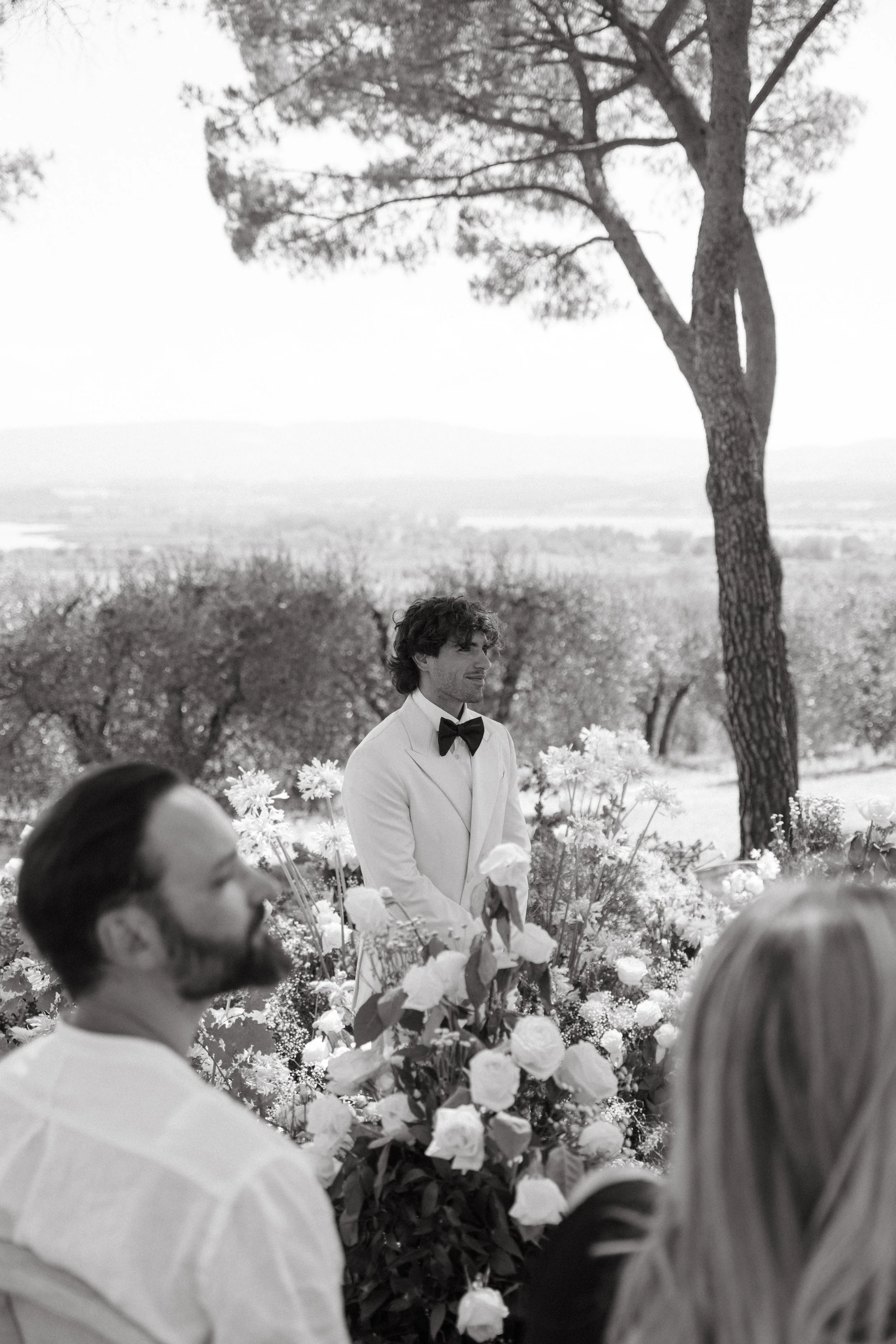 groom waiting for the bride during editorial wedding shoot in italy