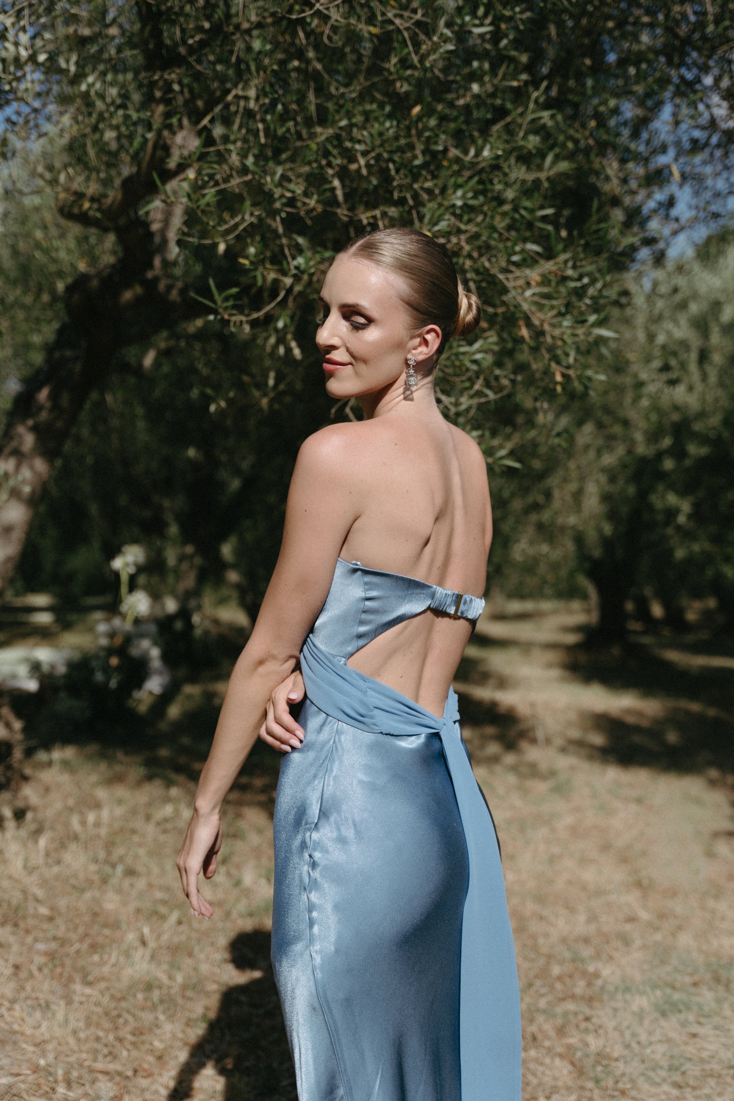 bridesmaid portrait at Villa Cozzano Tuscany wedding editorial