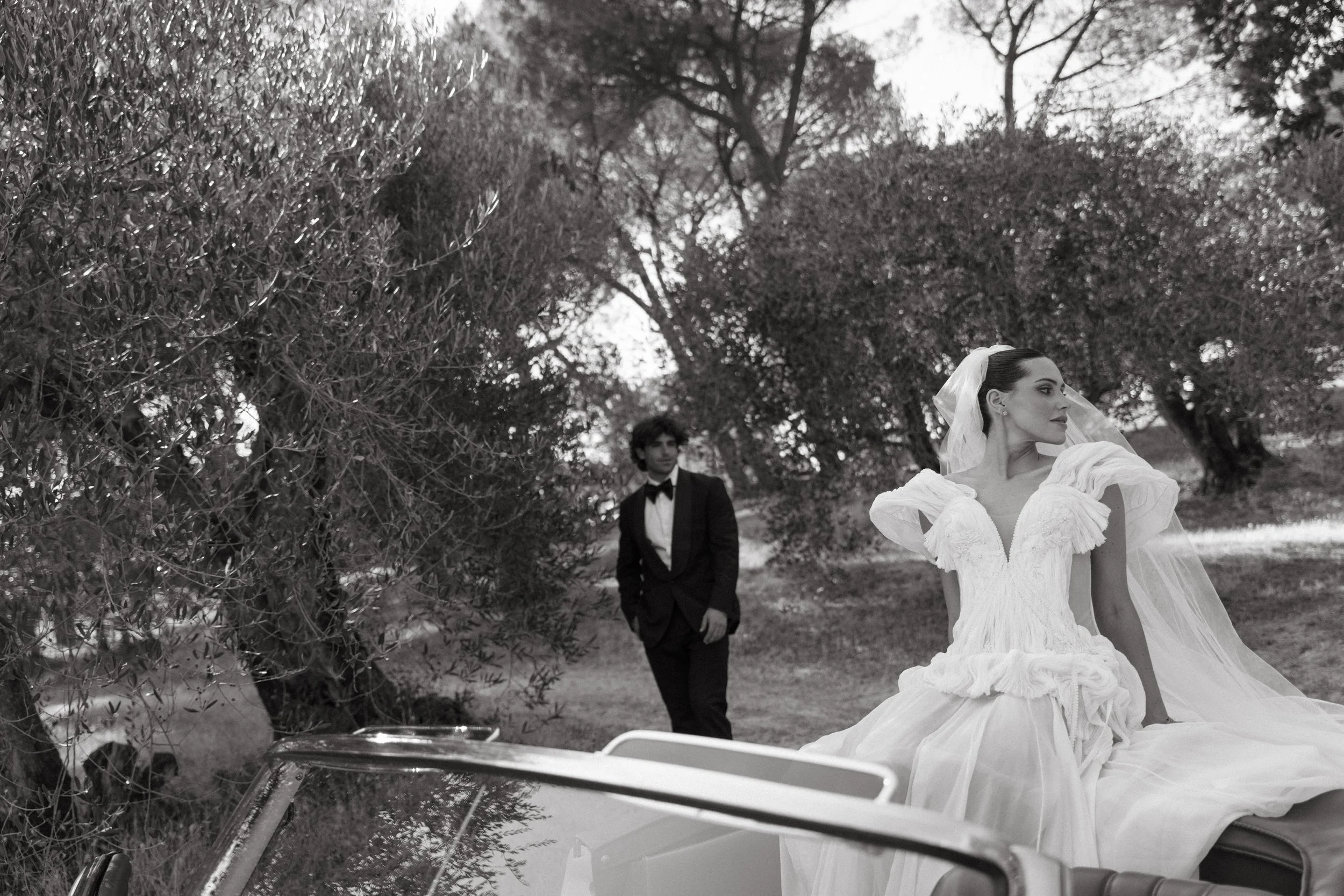 Editorial wedding portrait at villa cozzano tuscany wedding styled shoot