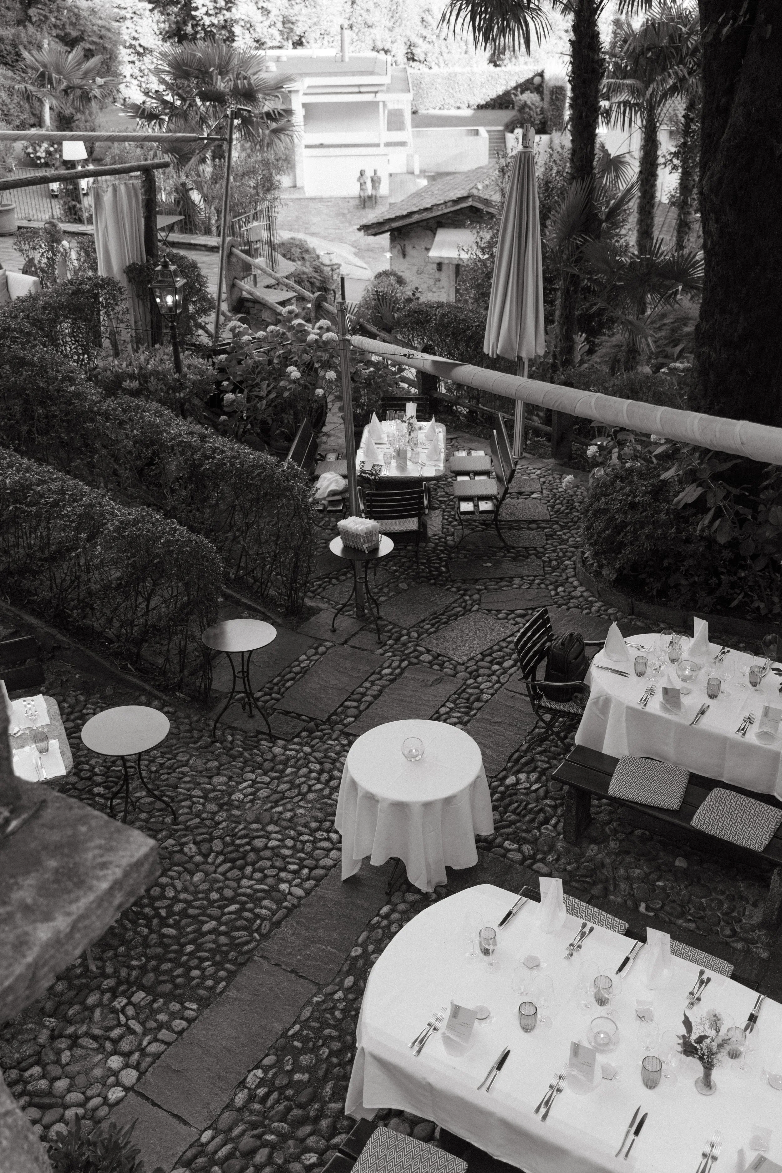 Outdoor terrace setup for an intimate pre-wedding dinner in tegna, switzerland