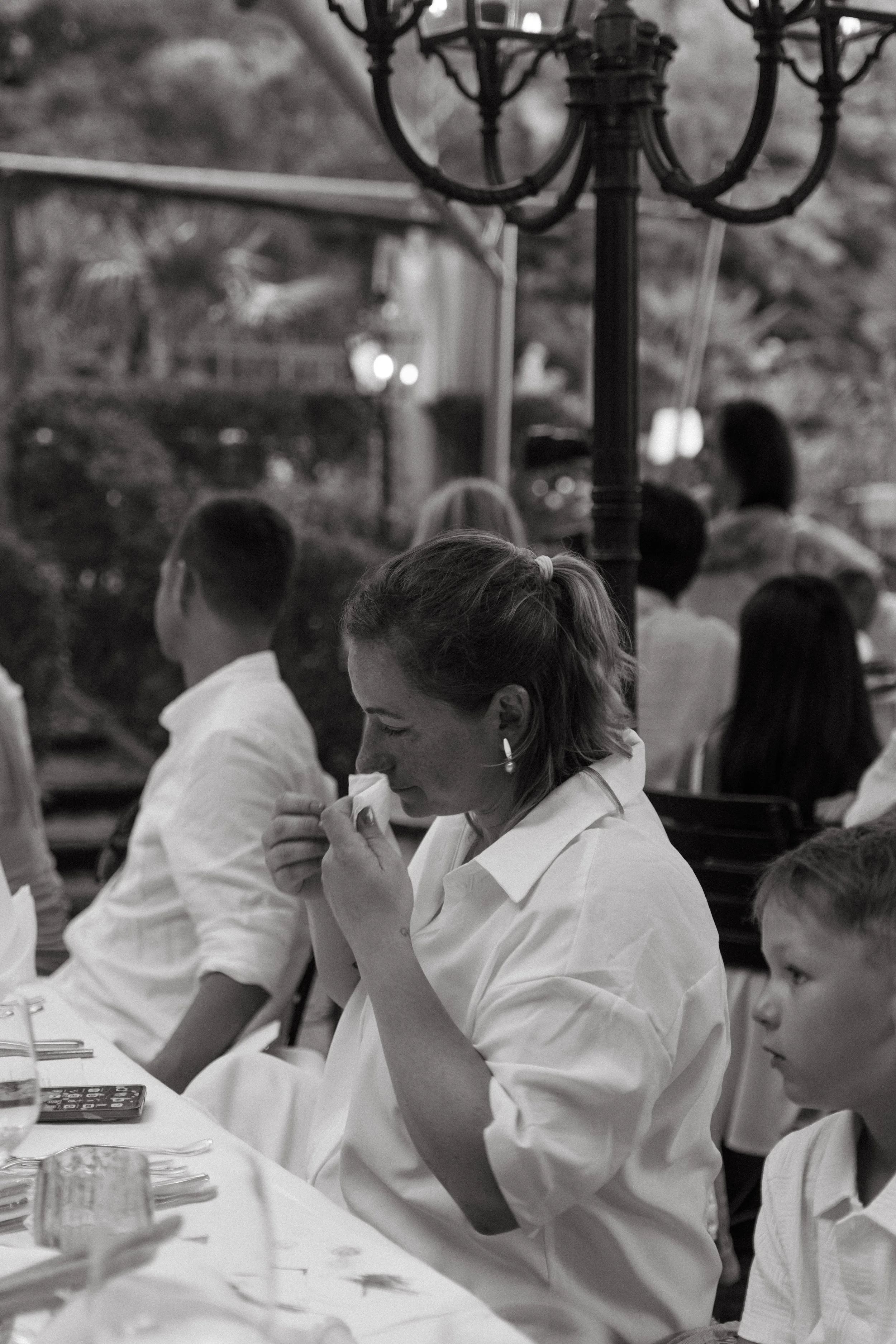 emotional moment during speeches at destination wedding welcome dinner