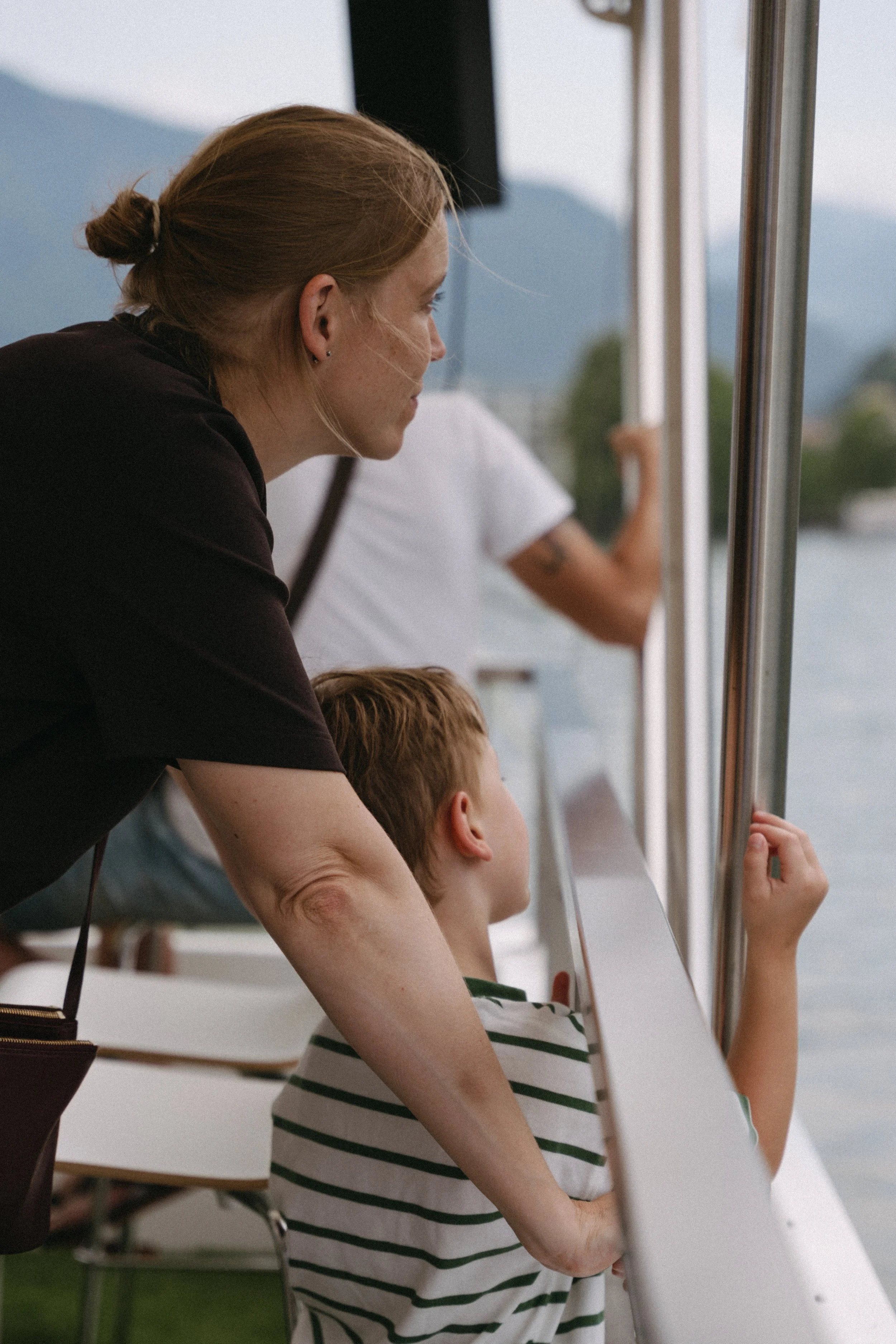 Guests enjoying the panoramic views during the pre-wedding boat cruise