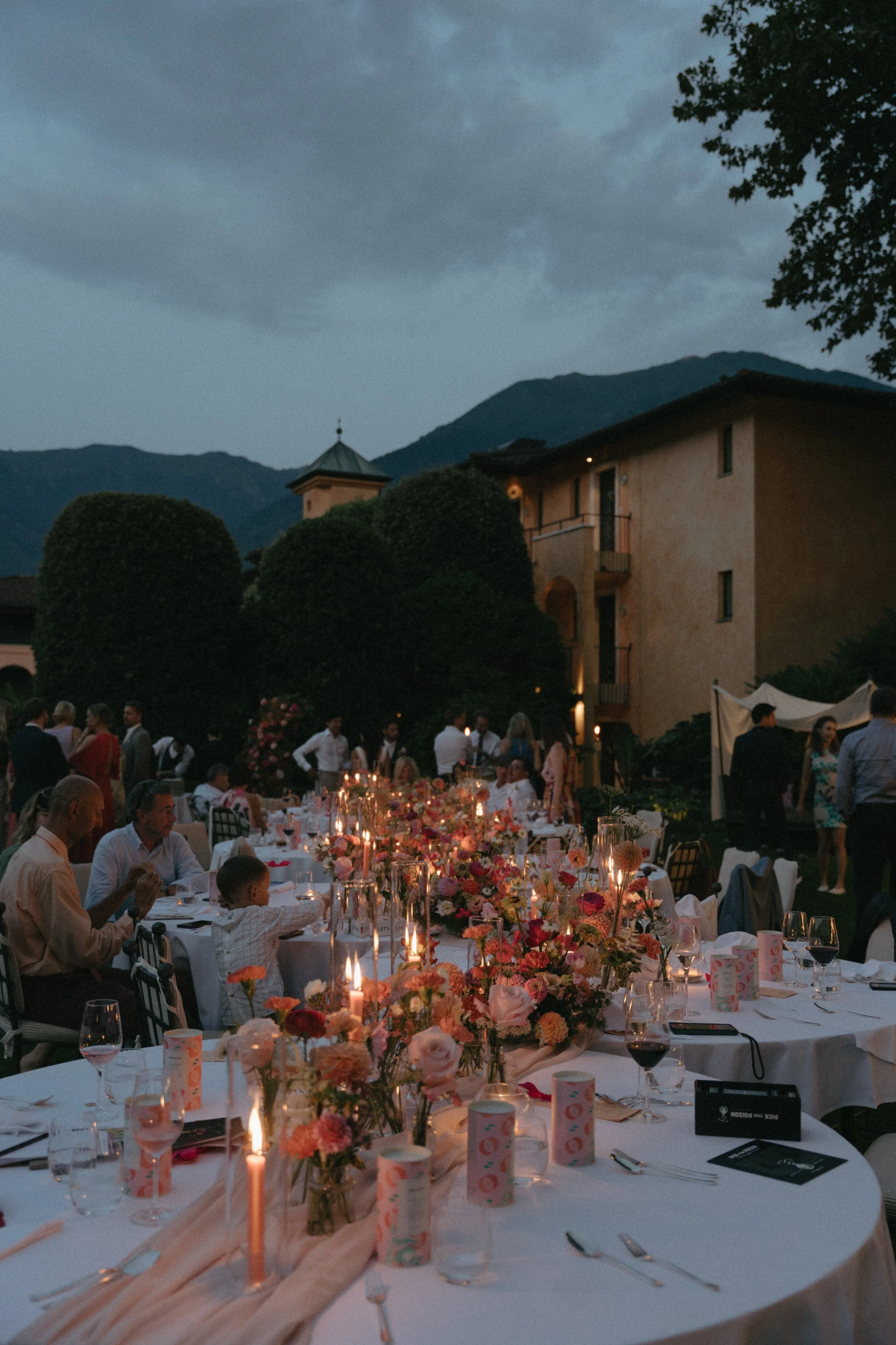 intimate destination wedding reception at Hotel Giardino in ascona switzerland 