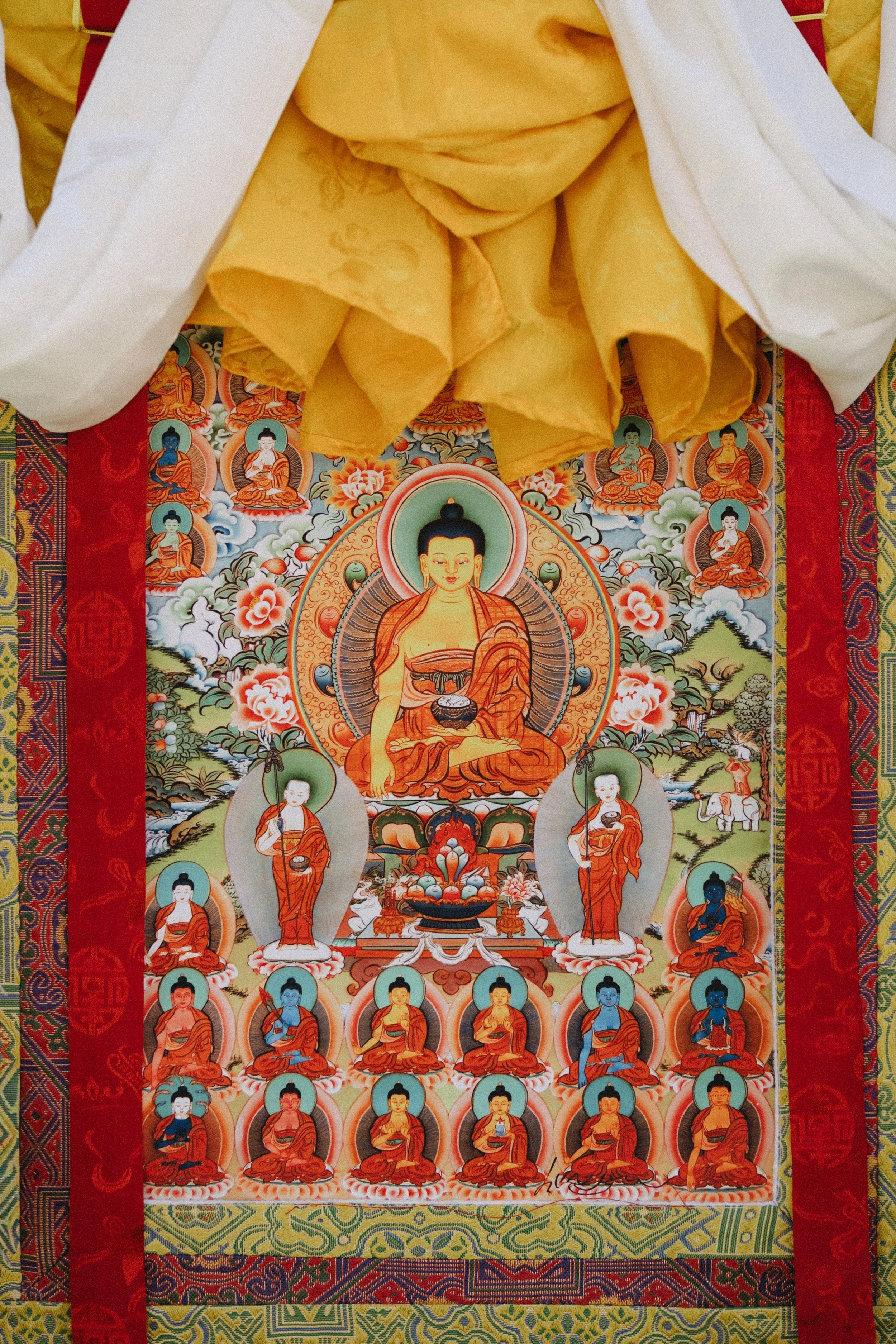 close up portrait of Sikkimese Buddhist art work for traditional ceremony 