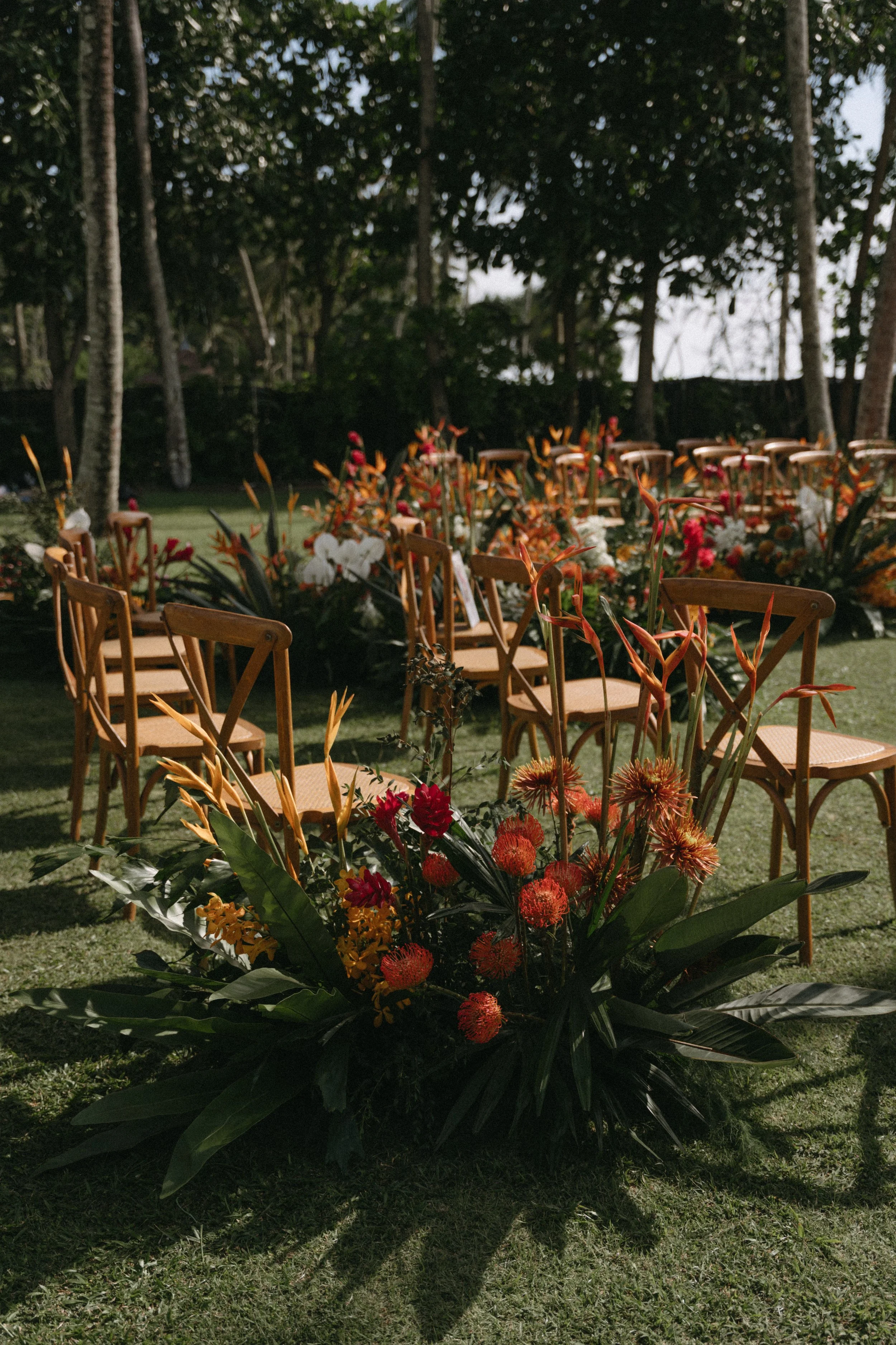 bright and colour outdoor wedding ceremony styling at jivana beach villas in phang nga