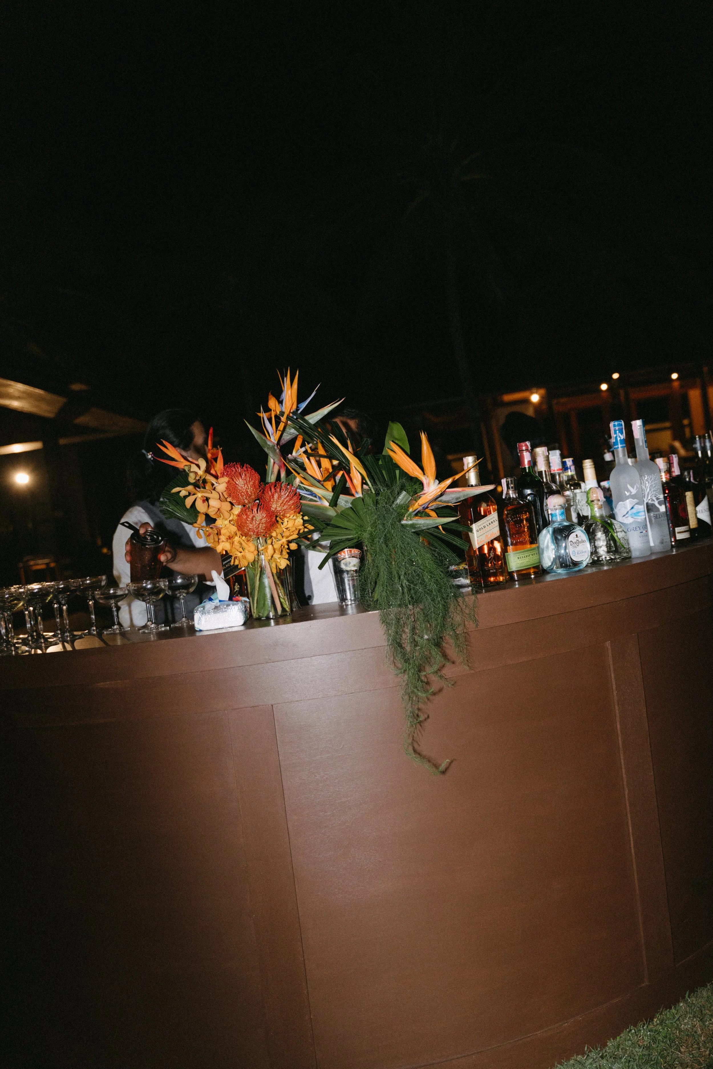 outdoor bar setup for intimate wedding reception at jivana beach villas