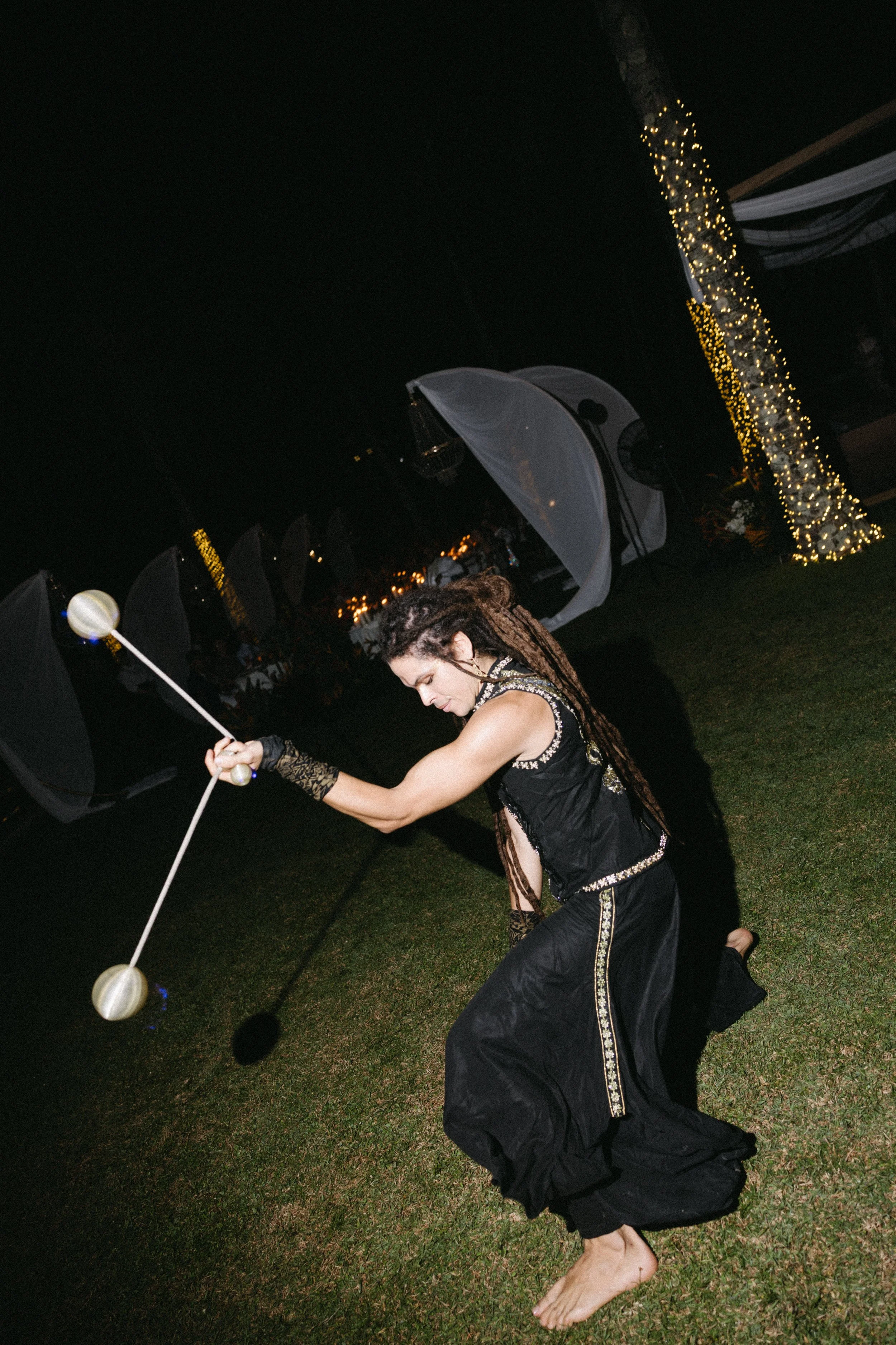 gollitta LED performance during outdoor wedding reception at jivana beach villas