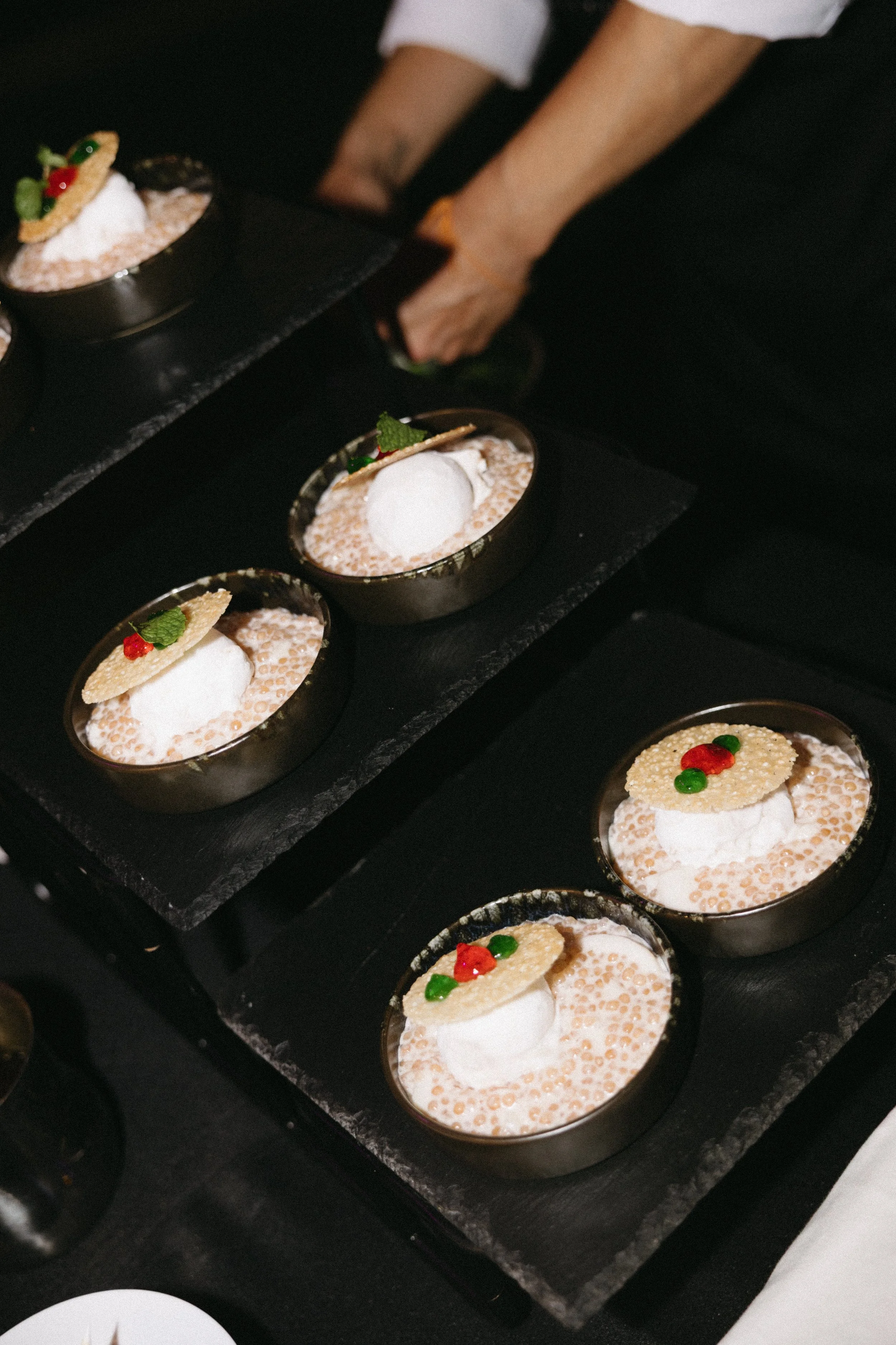 elegant food styling for outdoor wedding reception at jivana beach villas