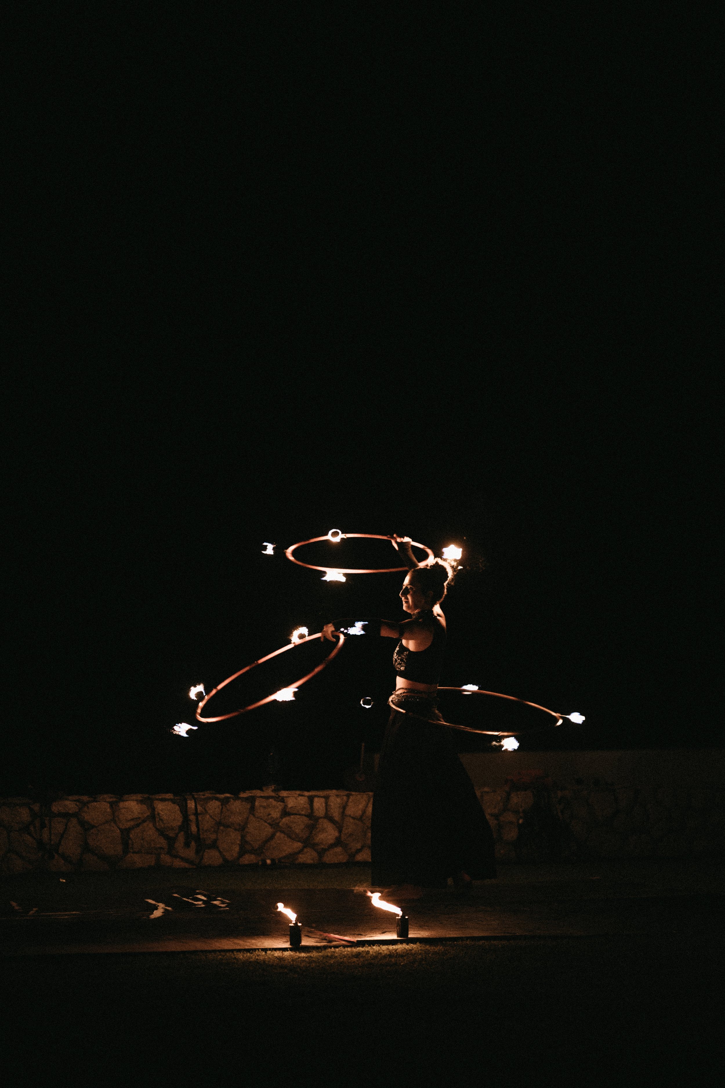 gollita fire-spinning show on the beach in phang nga