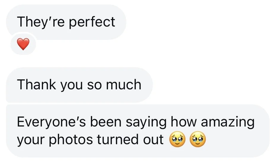 screenshot of client's feedback sent via instagram messages